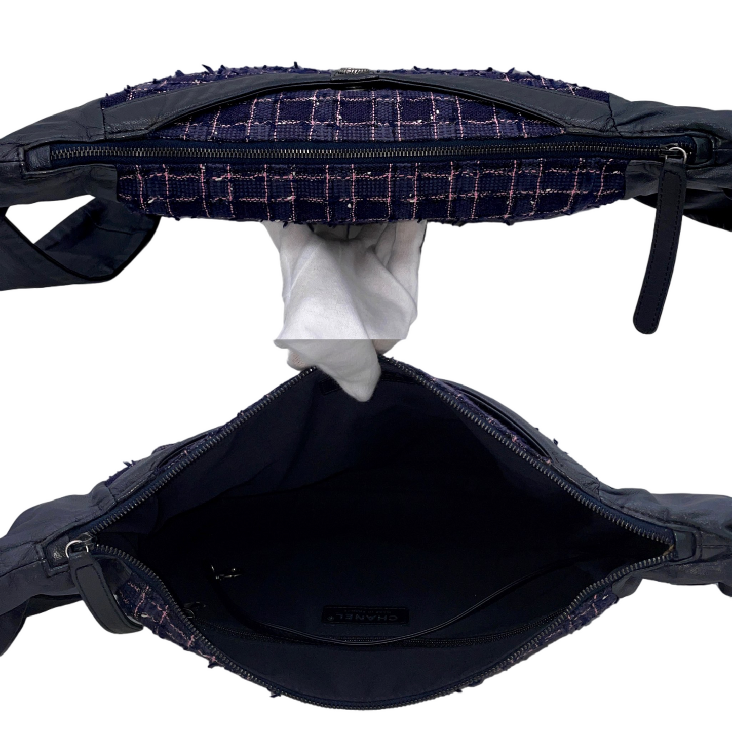 RARE☆☆☆☆☆ CHANEL 2015 SS Collection Girl Chanel Purple Tweed Black Lambskin Leather