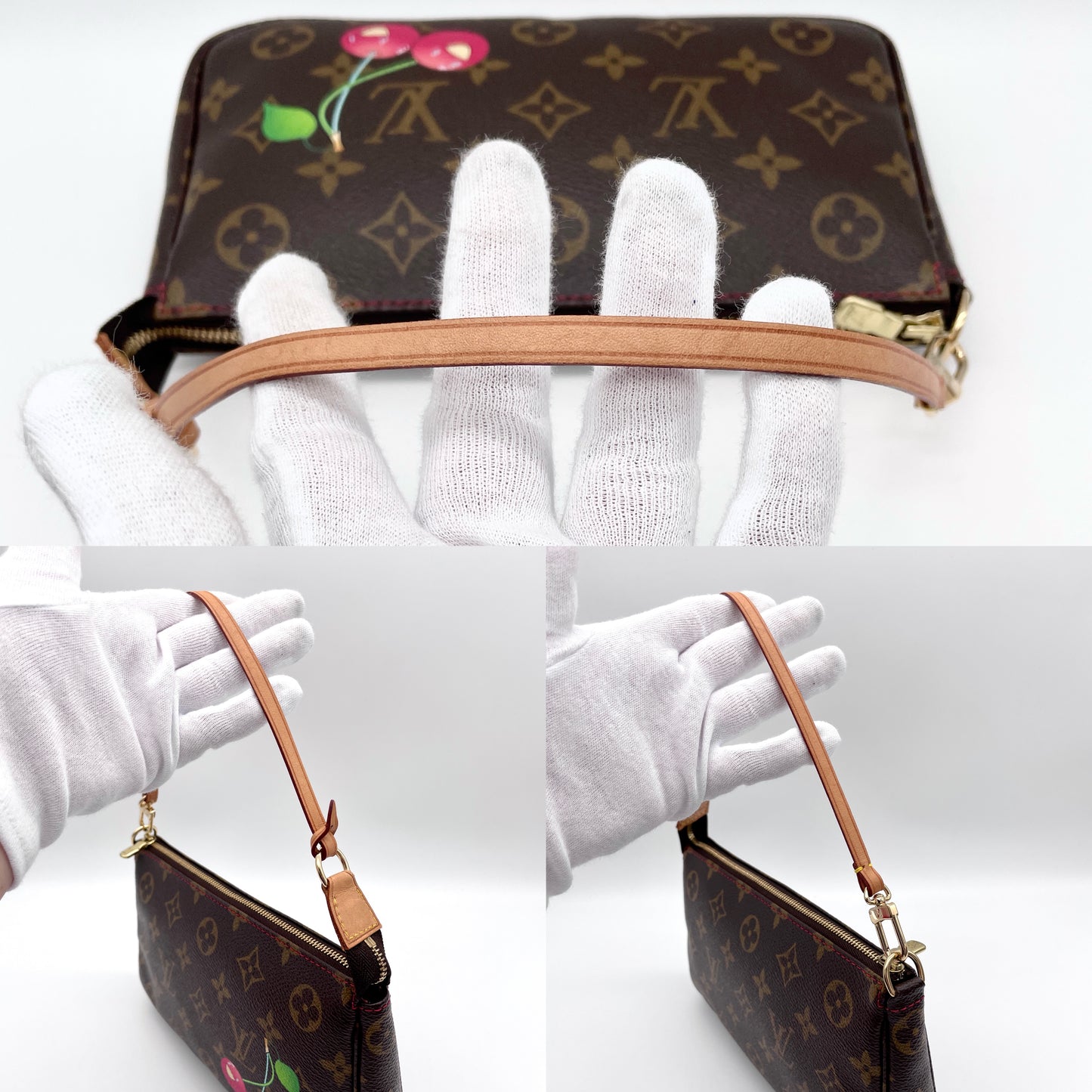 RARE ☆☆☆☆ LOUIS VUITTON Monogram Cherry Pochette Accessory M95008 Takashi Murakami