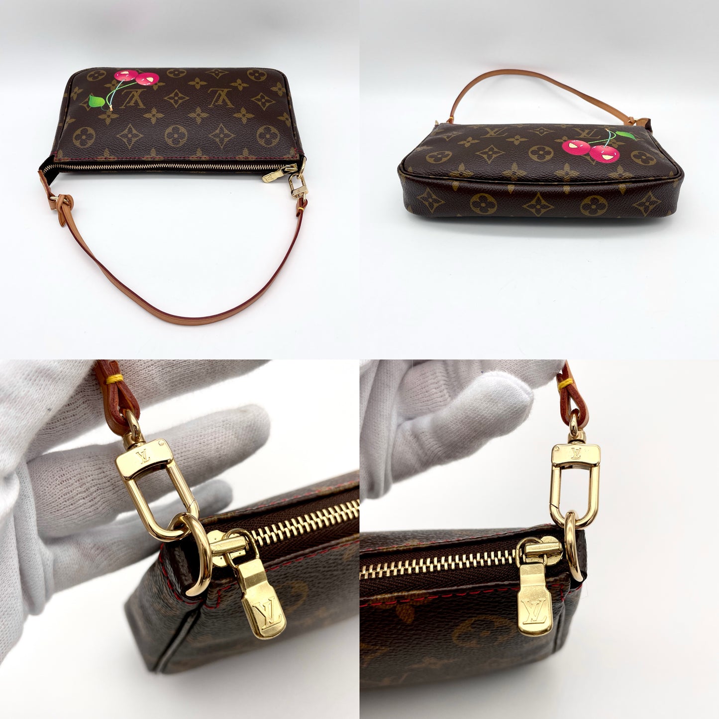 RARE ☆☆☆☆ LOUIS VUITTON Monogram Cherry Pochette Accessory M95008 Takashi Murakami