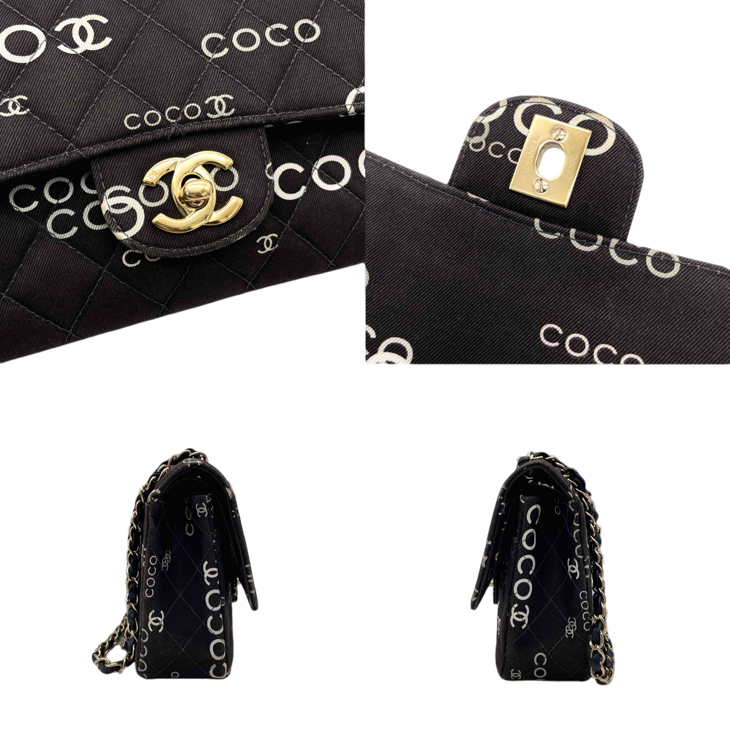 RARE☆☆☆☆☆CHANEL COCO Graffiti Classic Double Chain Shoulder Flap Bag