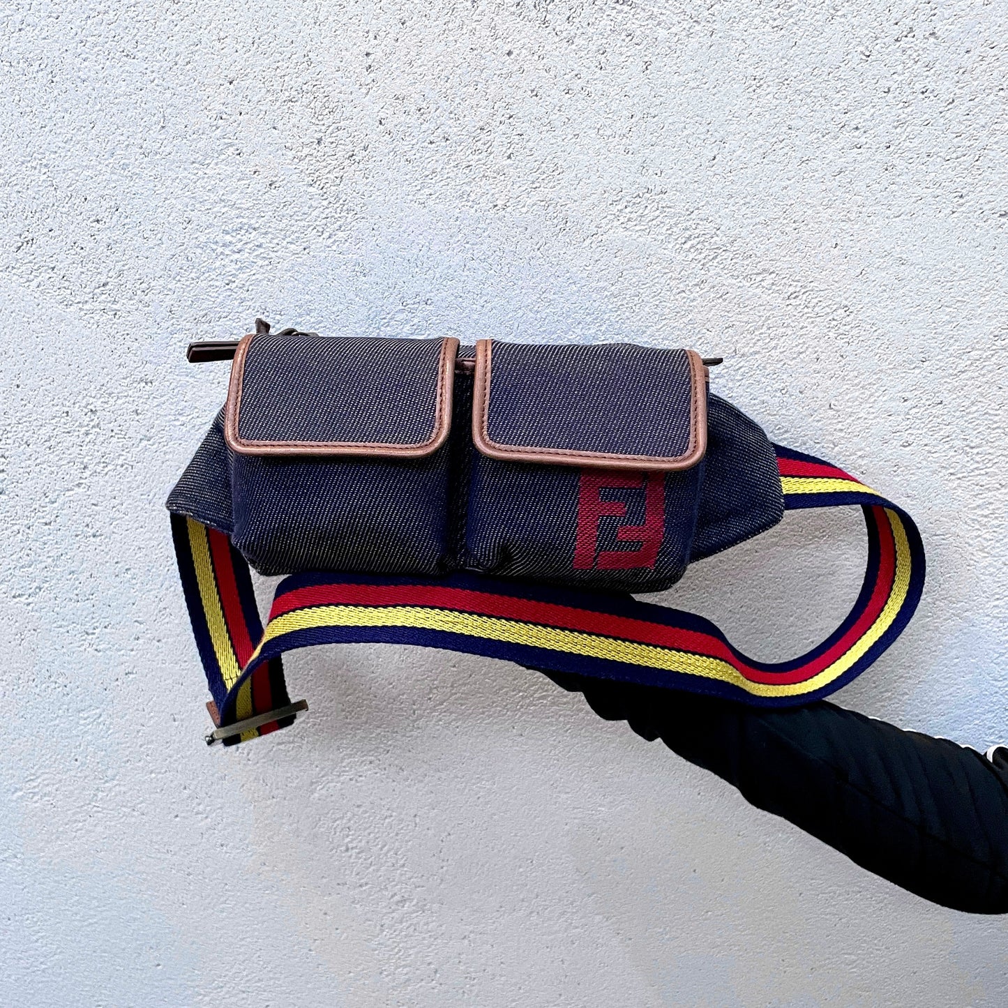 FENDI FF denim waist bag