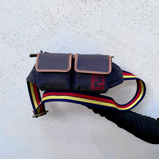 FENDI FF denim waist bag