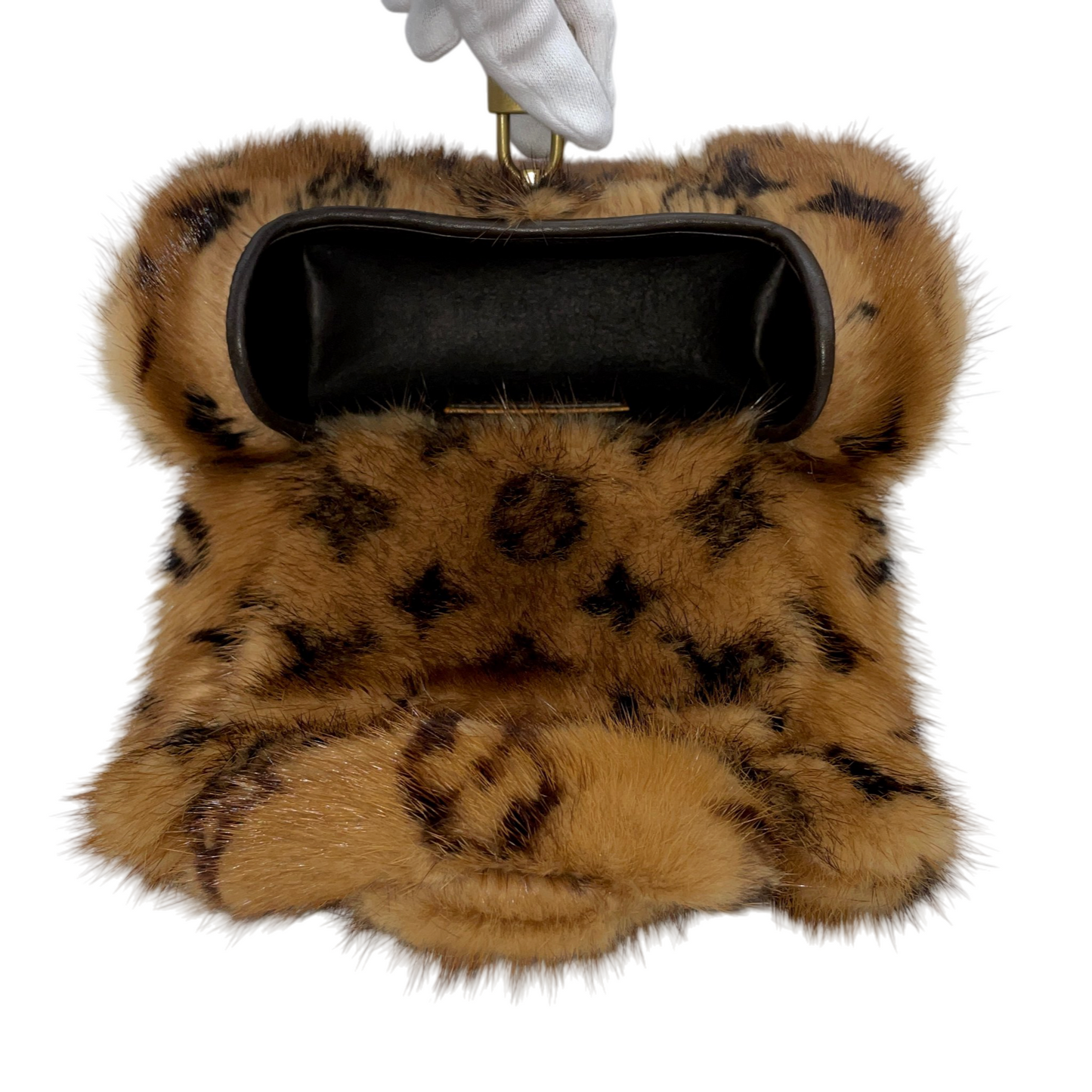 RARE☆☆☆☆☆☆☆LOUIS VUITTON 2004 Extraordinary Mini Papillon Monogram Mink Fur Crocodile Leather Brown & Antique Gold