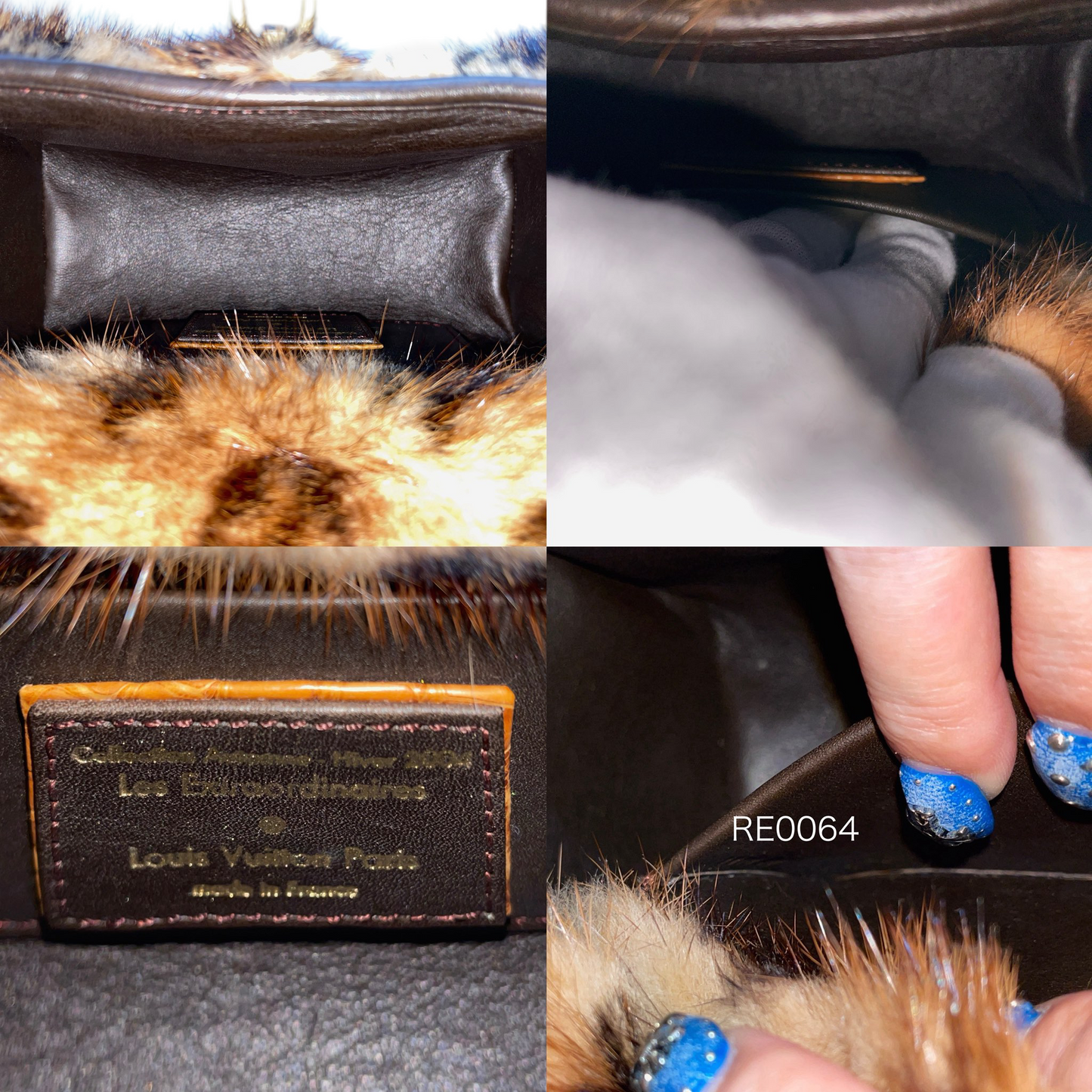 RARE☆☆☆☆☆☆☆LOUIS VUITTON 2004 Extraordinary Mini Papillon Monogram Mink Fur Crocodile Leather Brown & Antique Gold