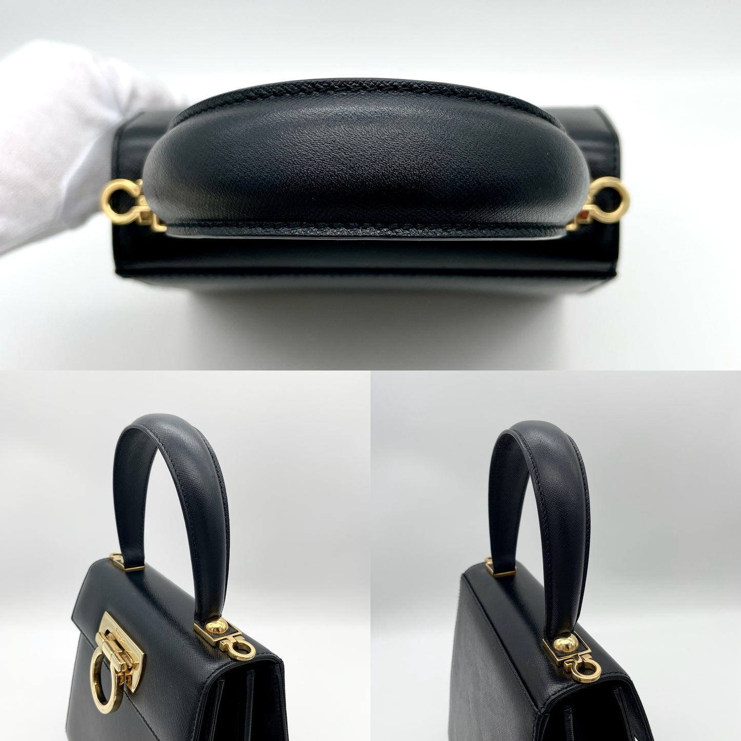 Salvatore Ferragamo Gancini Top Handbag Black GHW