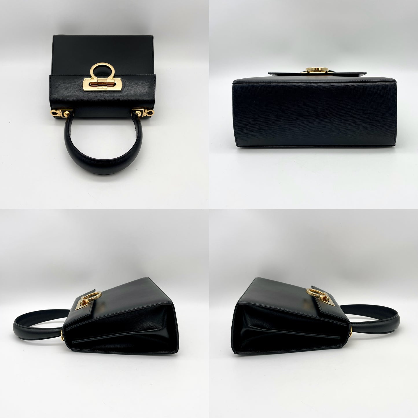 Salvatore Ferragamo Gancini Top Handbag Black GHW