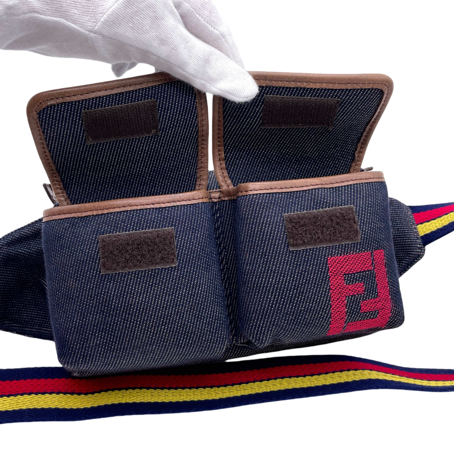 FENDI FF denim waist bag