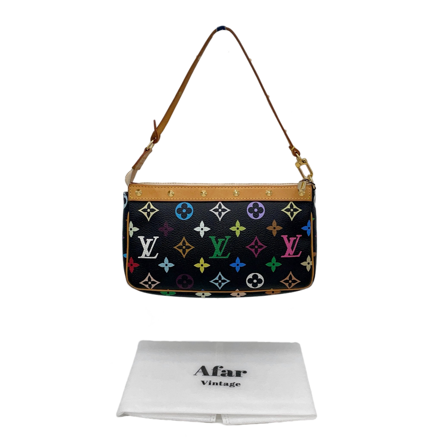 RARE☆☆☆ LOUIS VUITTON Monogram Multicolor Black Pochette Accessoires Pouch M92648 Shoulder Bag