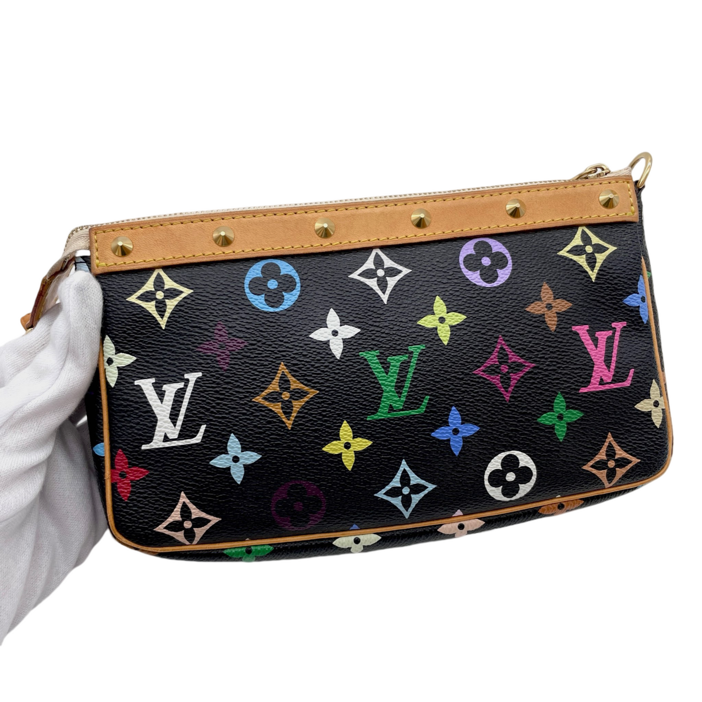 RARE☆☆☆ LOUIS VUITTON Monogram Multicolor Black Pochette Accessoires Pouch M92648 Shoulder Bag