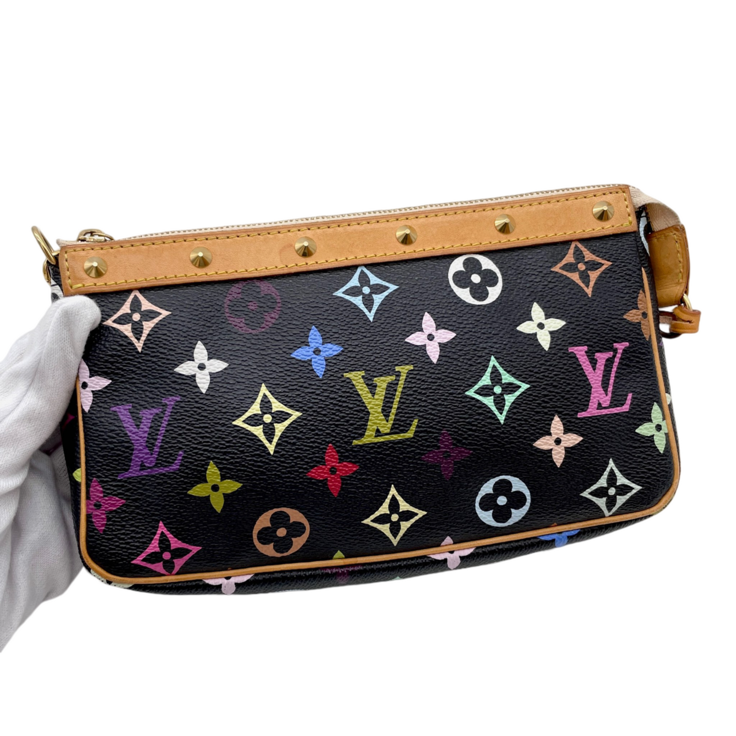RARE☆☆☆ LOUIS VUITTON Monogram Multicolor Black Pochette Accessoires Pouch M92648 Shoulder Bag