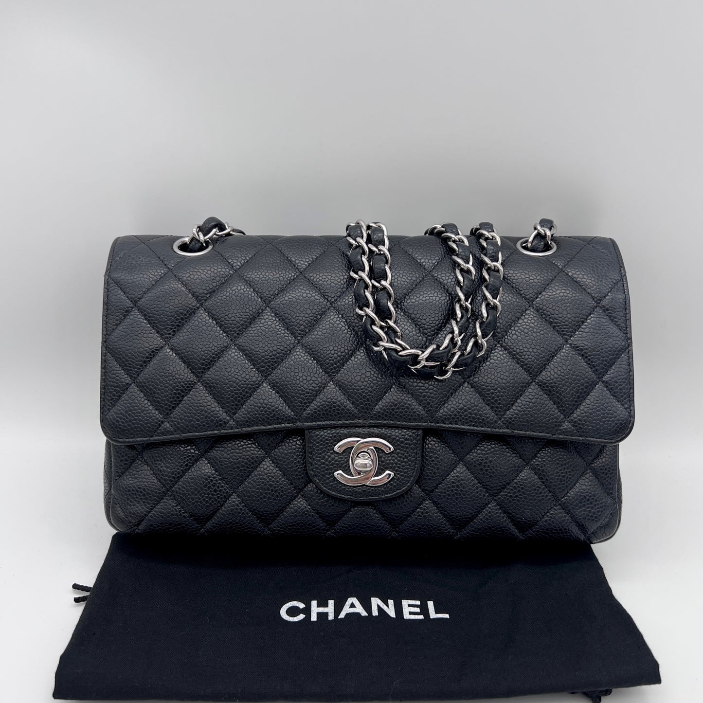 CHANEL Matelasse Classic Flap 25cm Caviar Skin Leather SHW