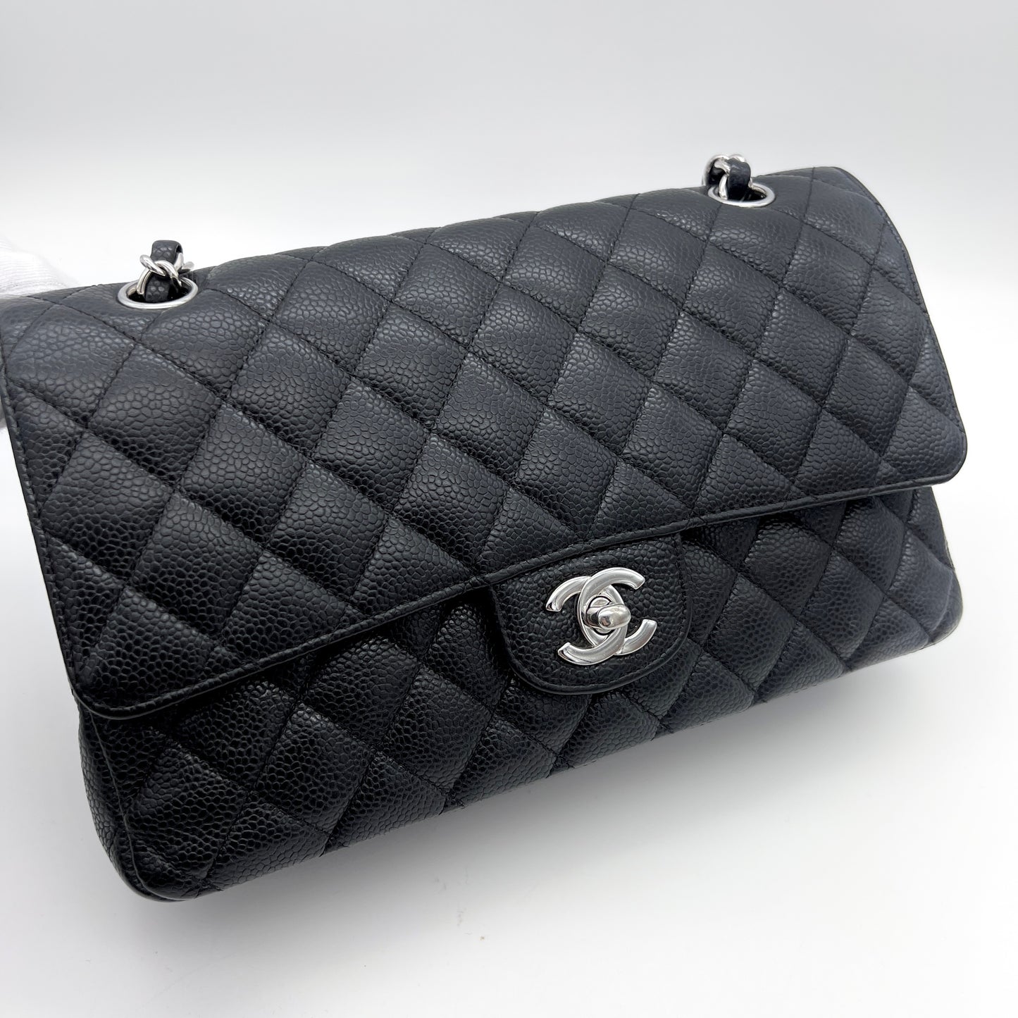 CHANEL Matelasse Classic Flap 25cm Caviar Skin Leather SHW