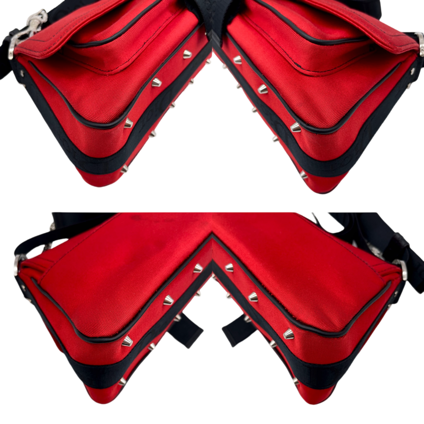 RARE☆☆☆☆CHRISTIAN DIOR Hardcore Rhinestone Chain Handle 2-Way Shoulder Bag Red &amp; Black