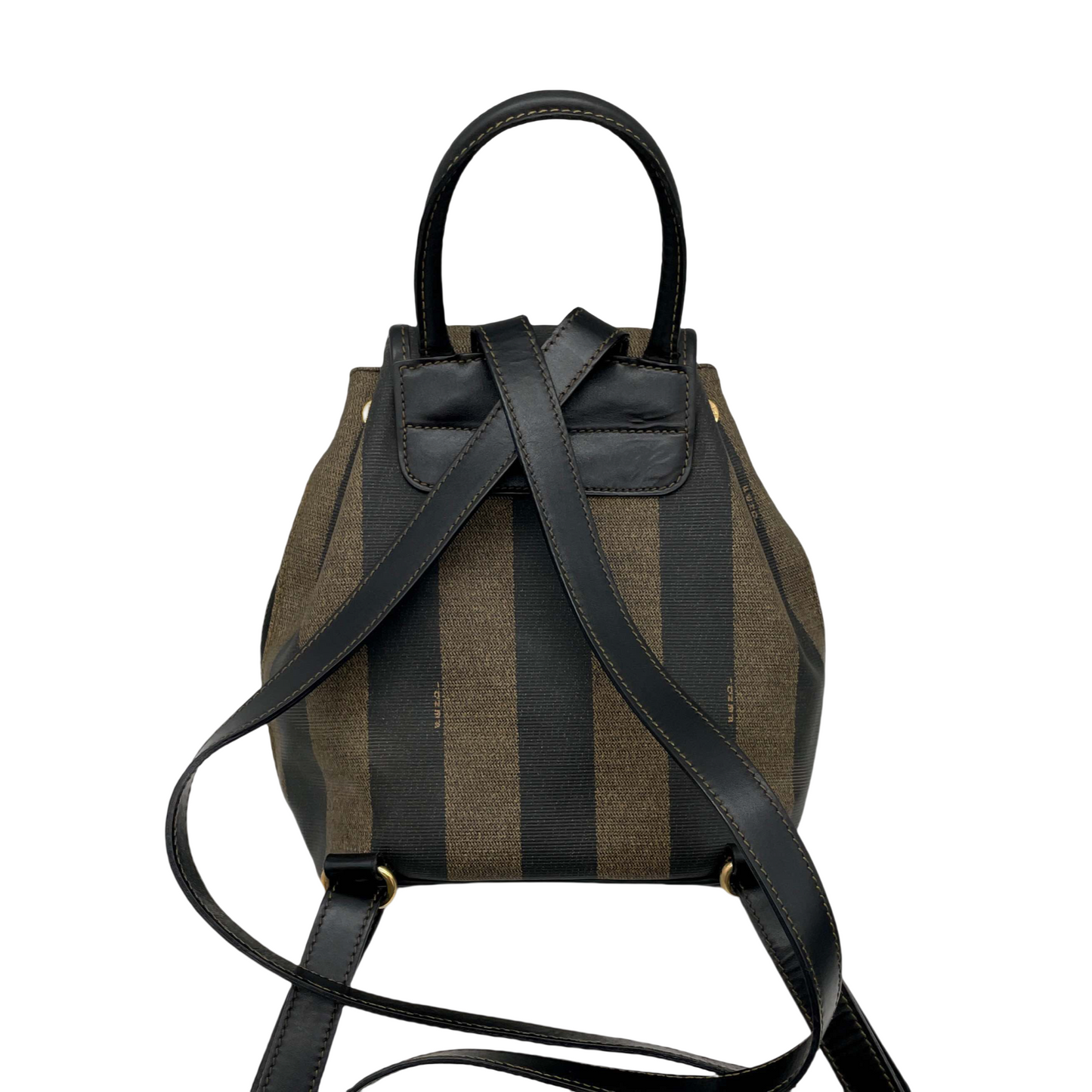 FENDI Pecan Mini Backpack Khaki Black PVC Leather