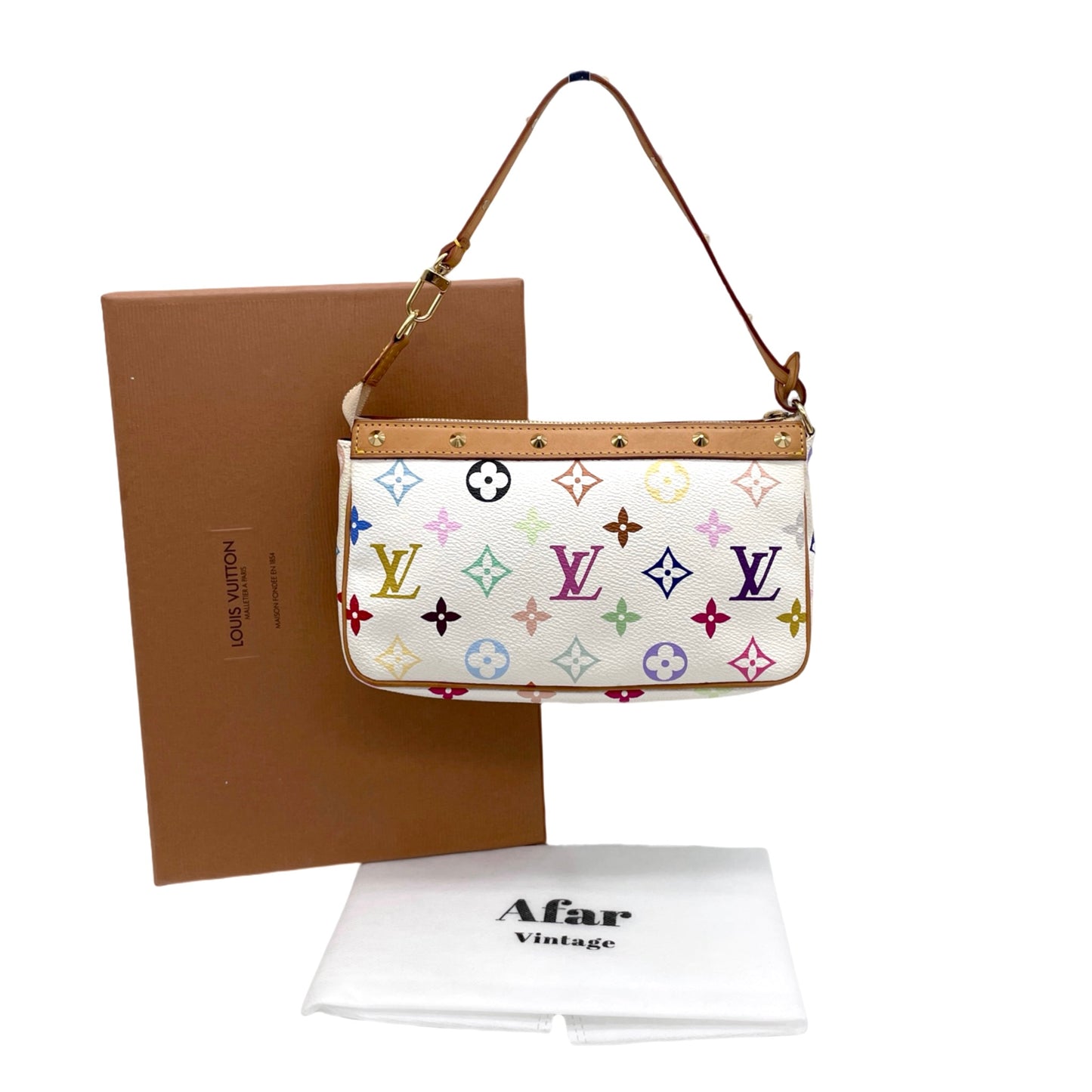 RARE☆☆☆☆LOUIS VUITTON Monogram Multicolor･White Pochette Accessoires Pouch M92649 White &amp; Multicolor