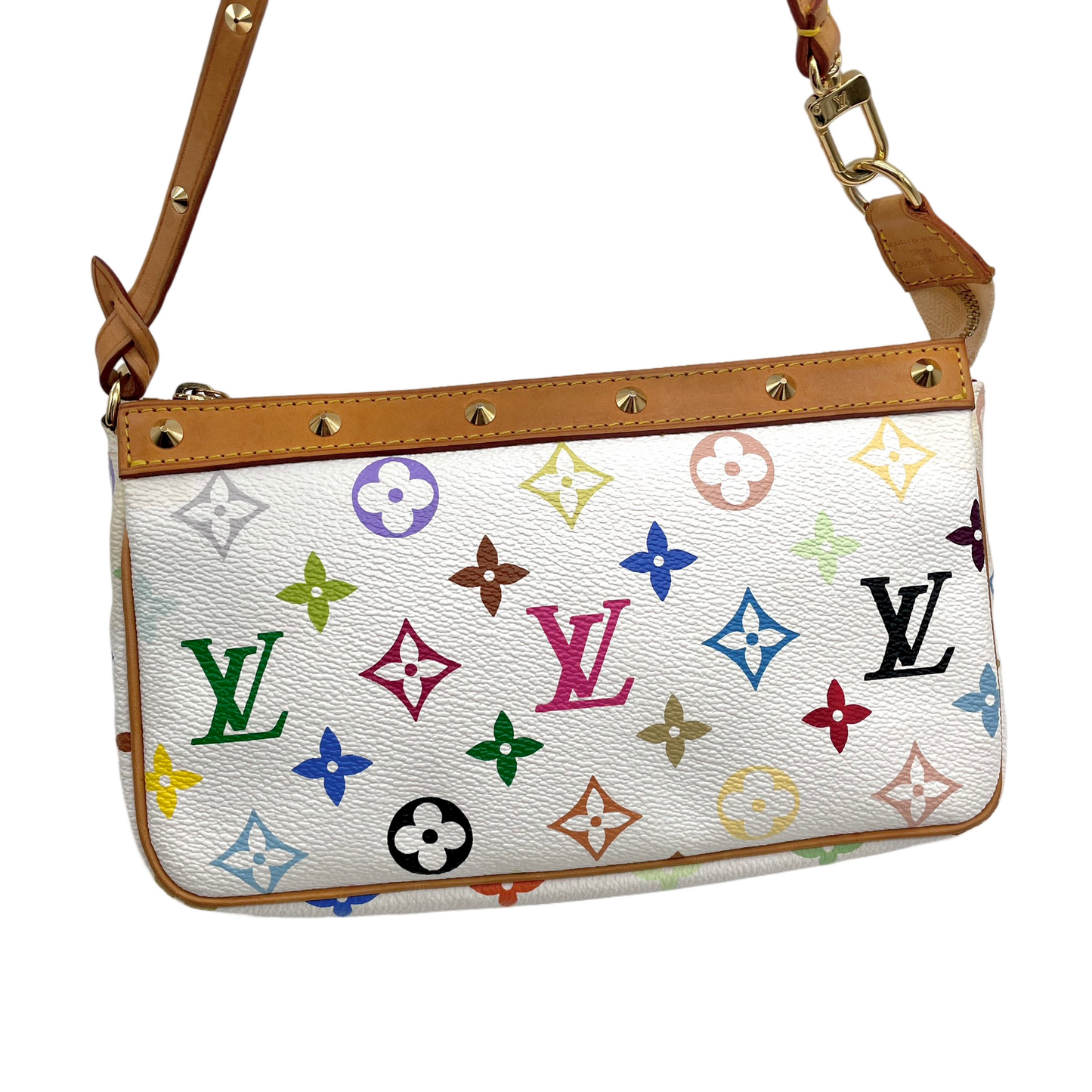RARE☆☆☆☆LOUIS VUITTON Monogram Multicolor･White Pochette Accessoires Pouch M92649 White &amp; Multicolor