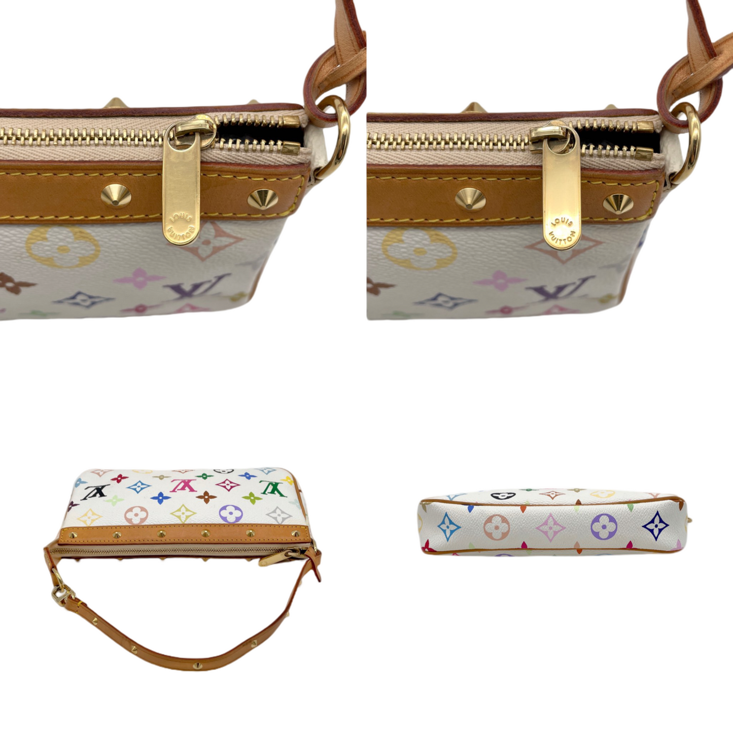 RARE☆☆☆☆LOUIS VUITTON Monogram Multicolor･White Pochette Accessoires Pouch M92649 White &amp; Multicolor