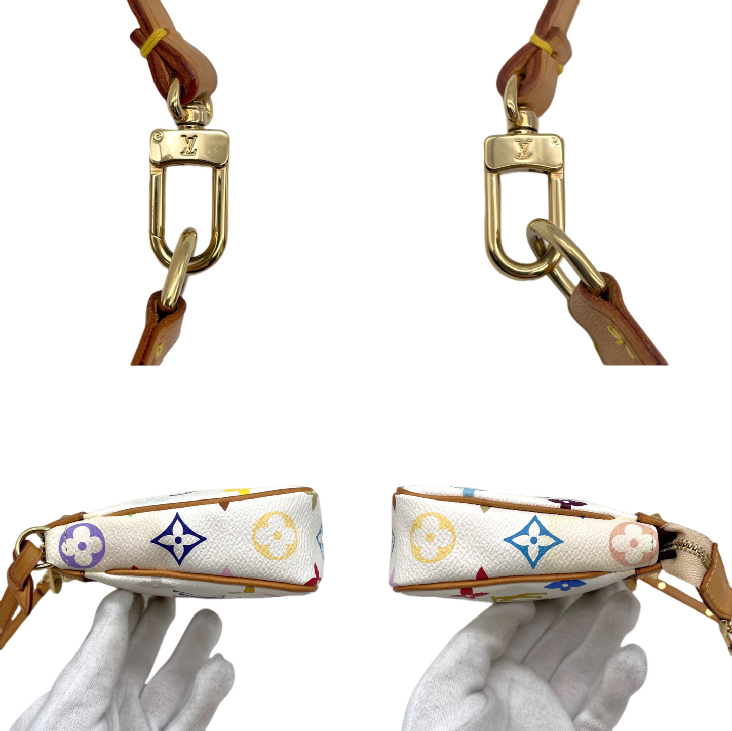 RARE☆☆☆☆LOUIS VUITTON Monogram Multicolor･White Pochette Accessoires Pouch M92649 White &amp; Multicolor