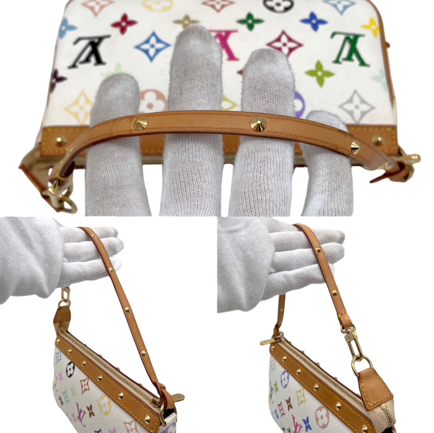 RARE☆☆☆☆LOUIS VUITTON Monogram Multicolor･White Pochette Accessoires Pouch M92649 White &amp; Multicolor