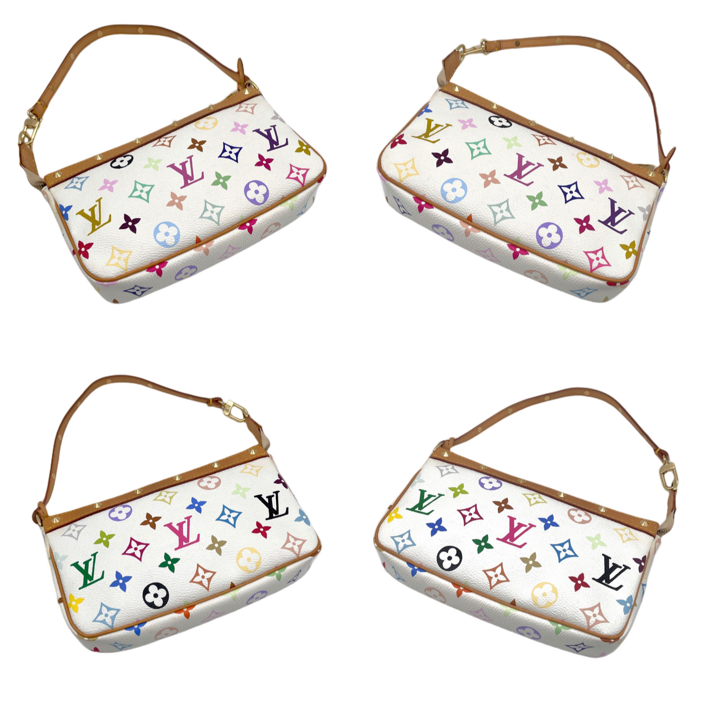 RARE☆☆☆☆LOUIS VUITTON Monogram Multicolor･White Pochette Accessoires Pouch M92649 White &amp; Multicolor
