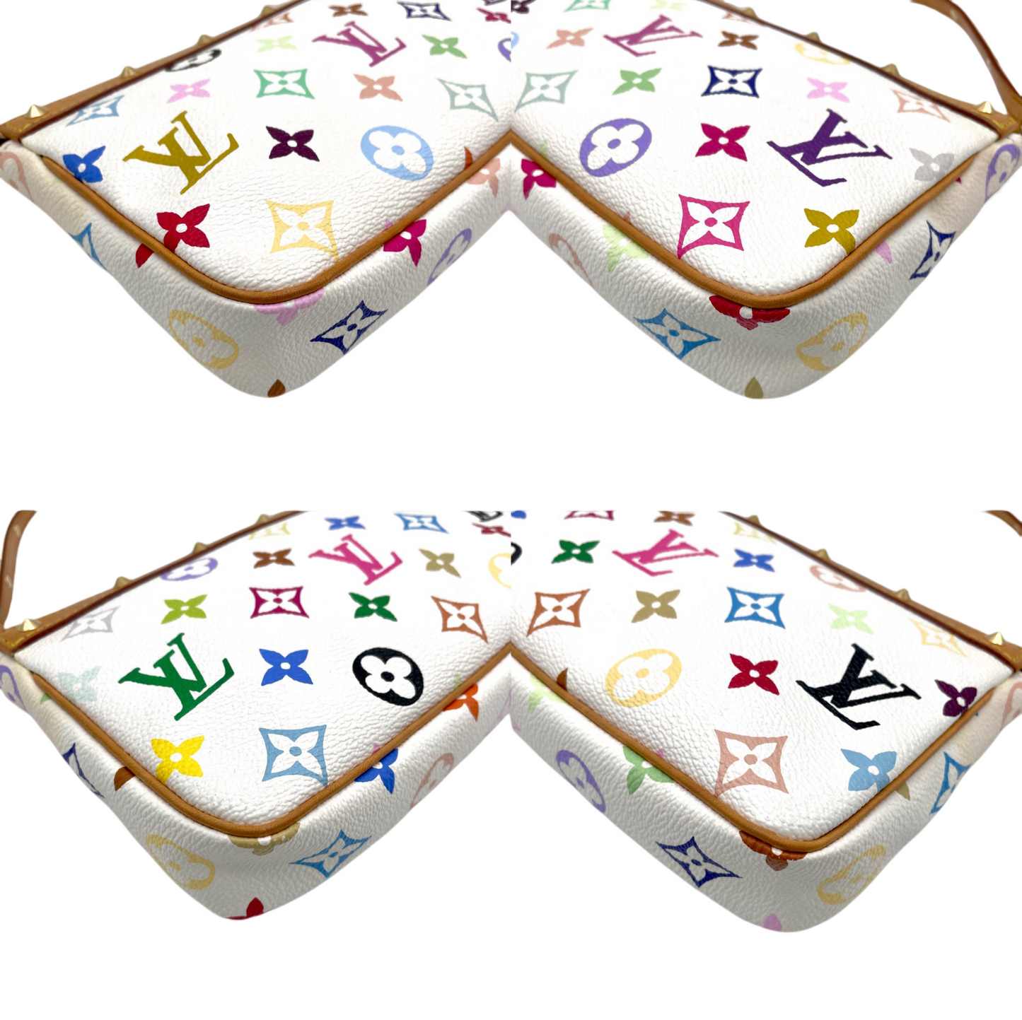 RARE☆☆☆☆LOUIS VUITTON Monogram Multicolor･White Pochette Accessoires Pouch M92649 White &amp; Multicolor