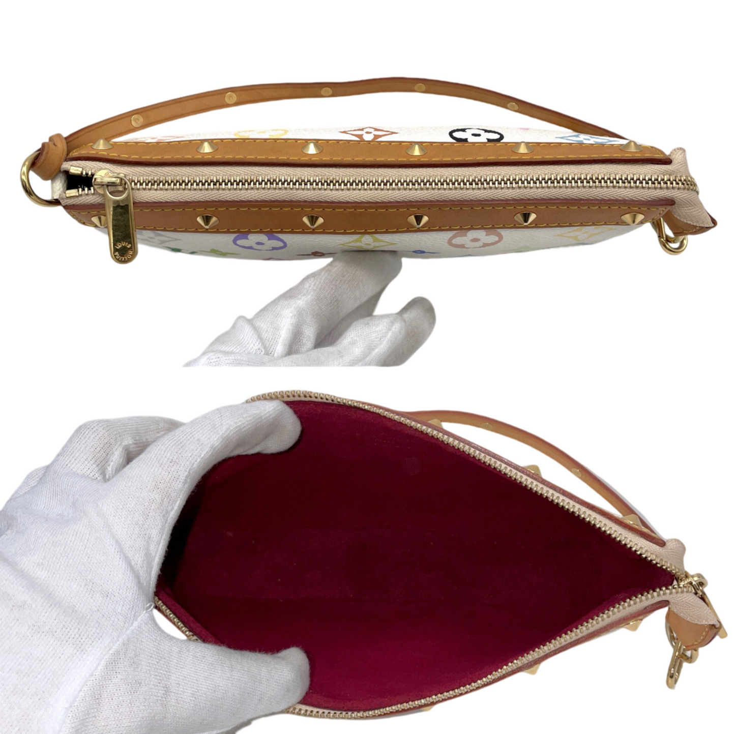 RARE☆☆☆☆LOUIS VUITTON Monogram Multicolor･White Pochette Accessoires Pouch M92649 White &amp; Multicolor