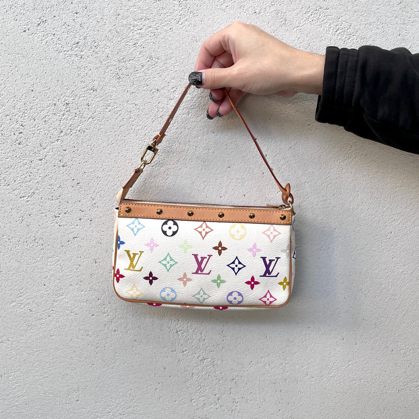 RARE☆☆☆☆LOUIS VUITTON Monogram Multicolor･White Pochette Accessoires Pouch M92649 White &amp; Multicolor