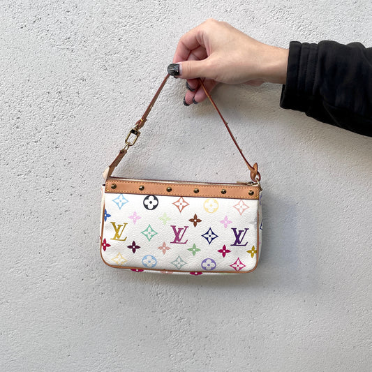RARE☆☆☆☆LOUIS VUITTON Monogram Multicolor･White Pochette Accessoires Pouch M92649 White &amp; Multicolor