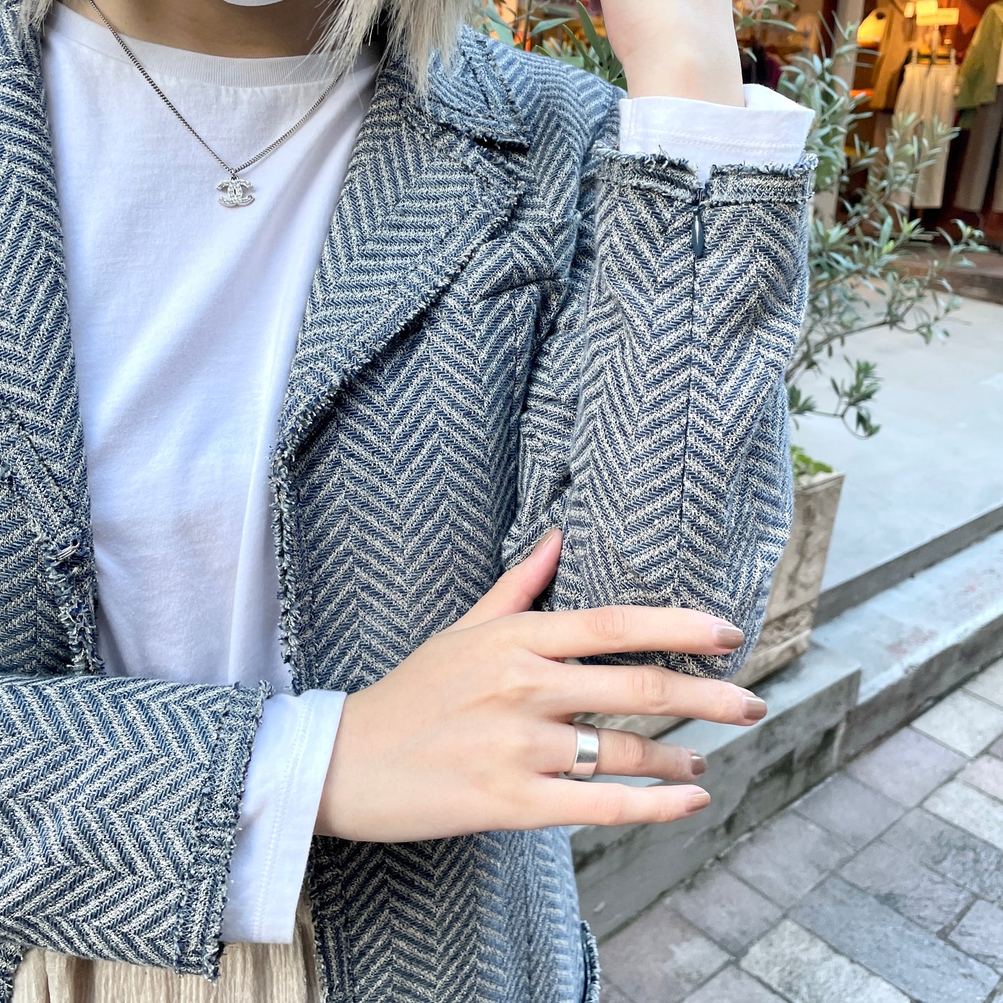 CHANEL Tweed Jacket/Gray