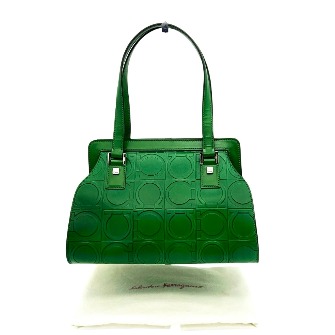 RARE☆☆☆Salvatore Ferragamo Ganchini Handbag Green