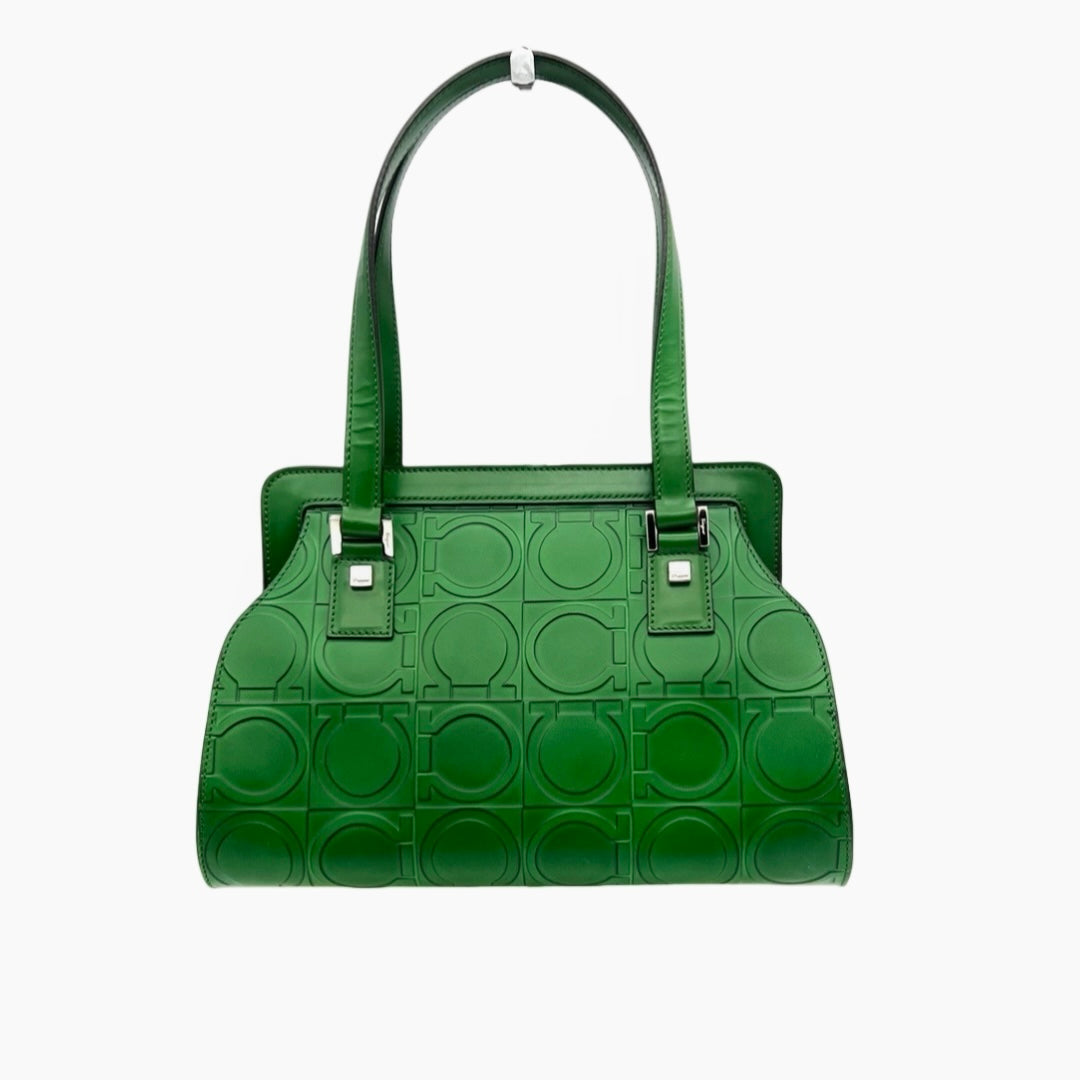 RARE☆☆☆Salvatore Ferragamo Ganchini Handbag Green