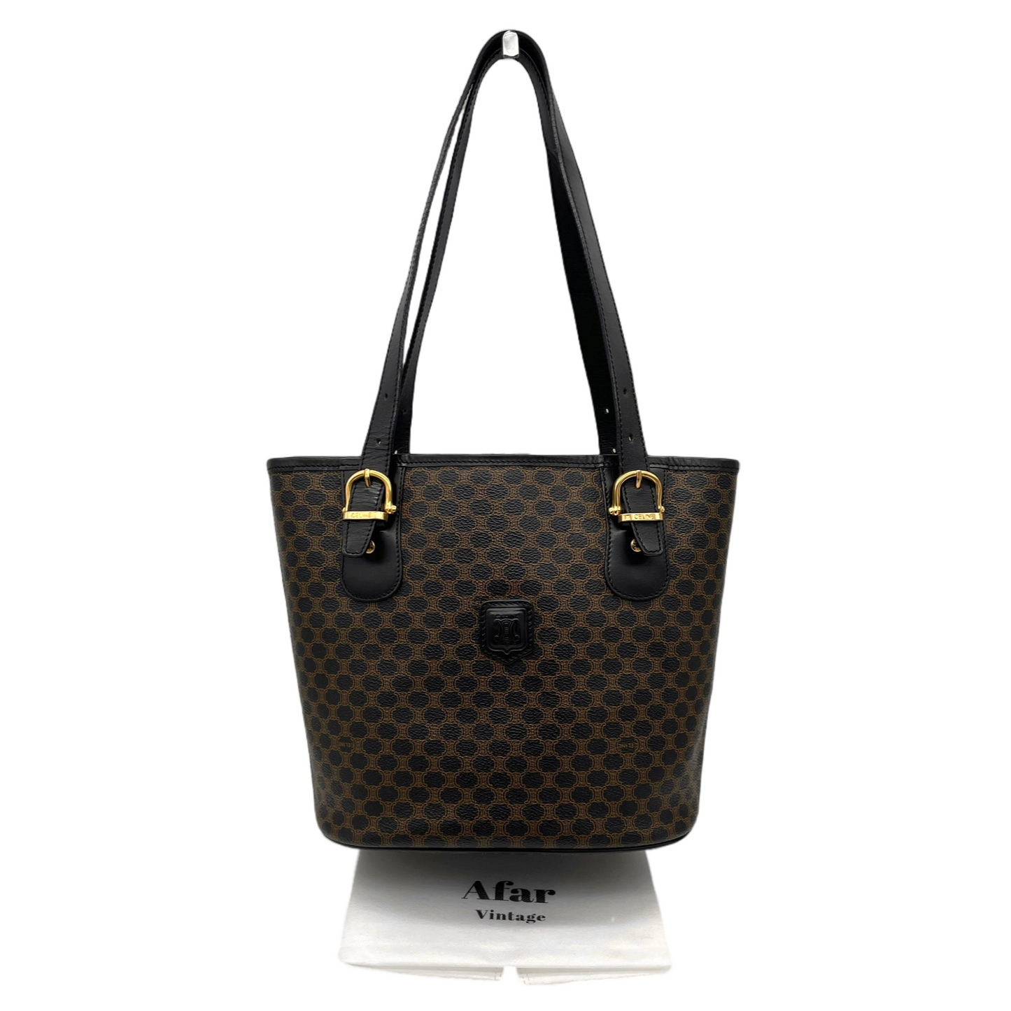 CELINE Macadam･Black Bucket Tote Bag Black &amp; Brown