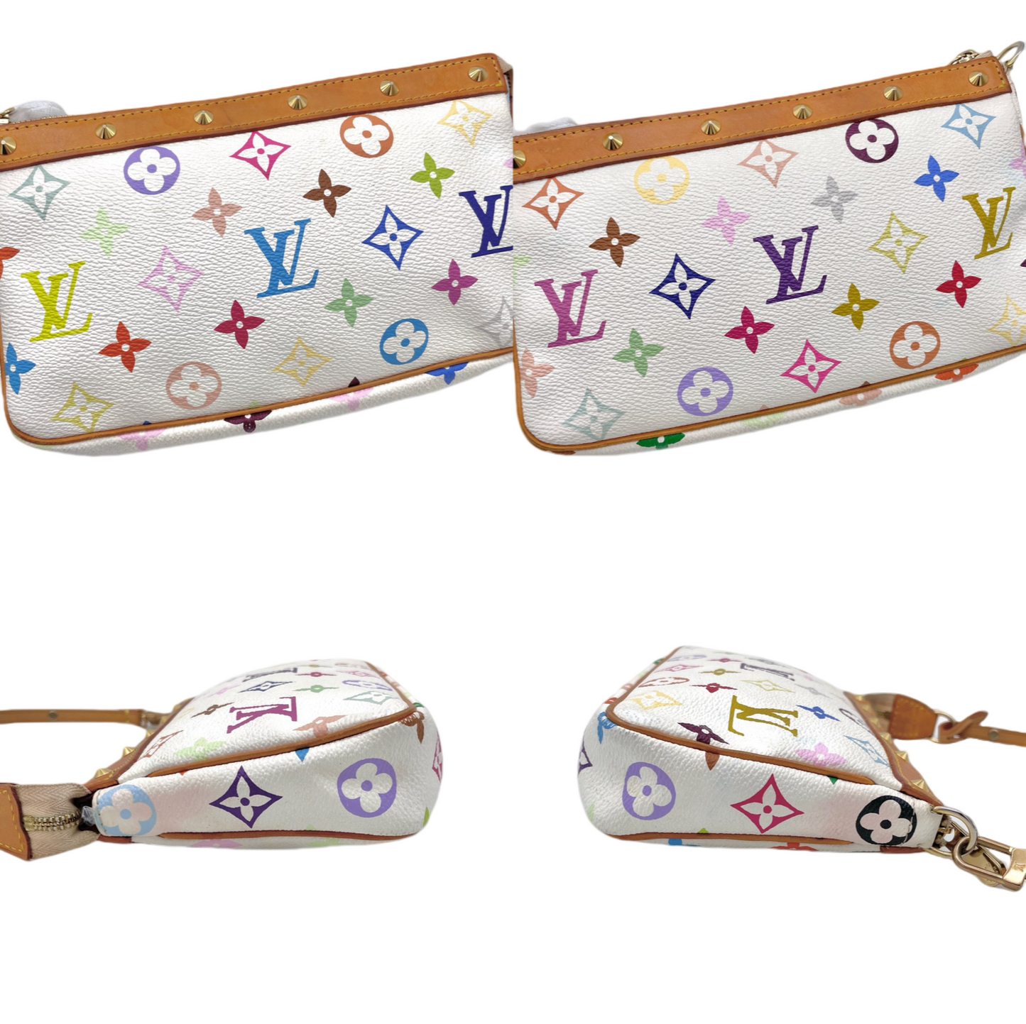 RARE☆☆☆LOUIS VUITTON Monogram Multicolor White Accessory Bronze