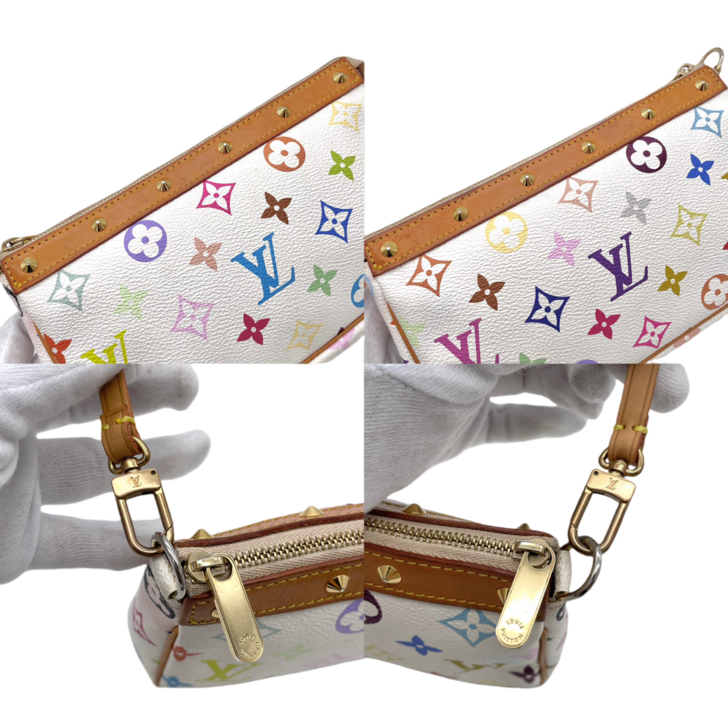 RARE☆☆☆LOUIS VUITTON Monogram Multicolor White Accessory Bronze