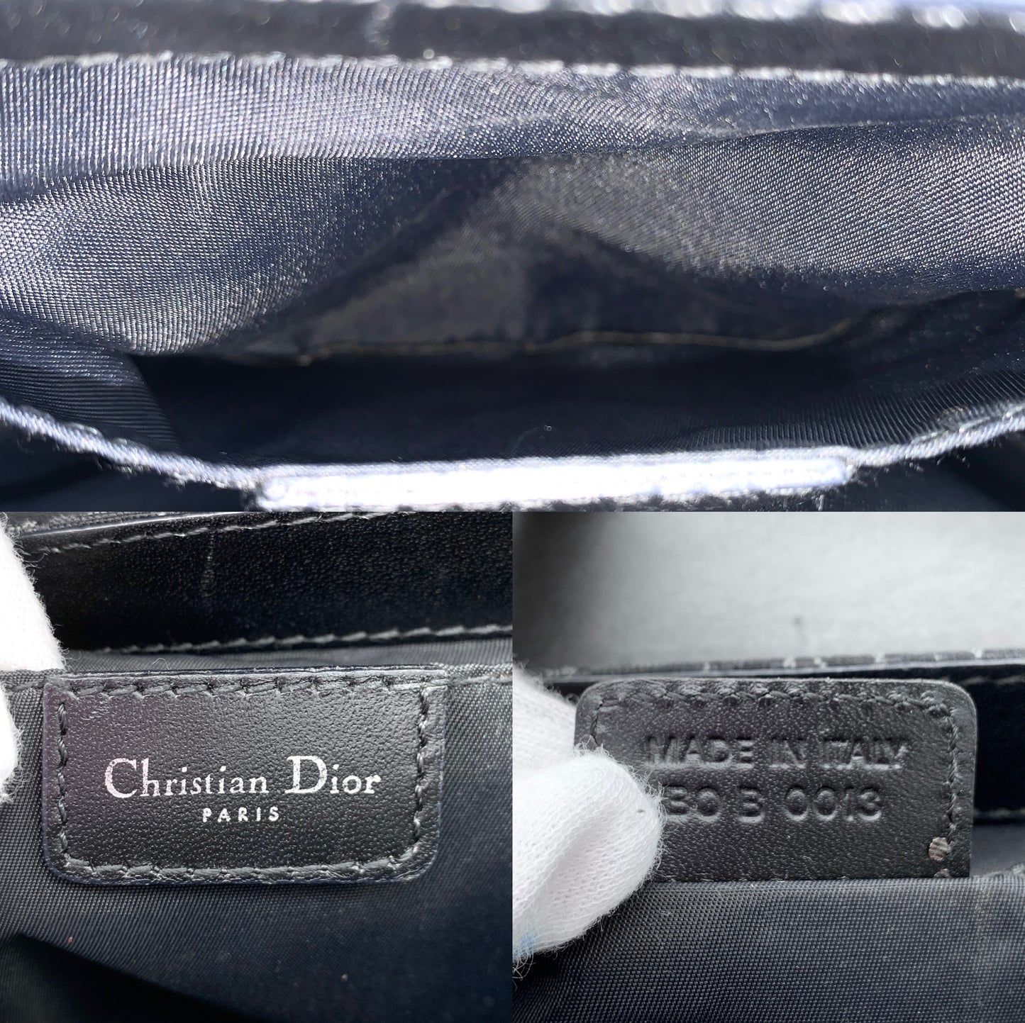 CHRISTIAN DIOR Trotter Mini Boston 20cm Navy Canvas GHW