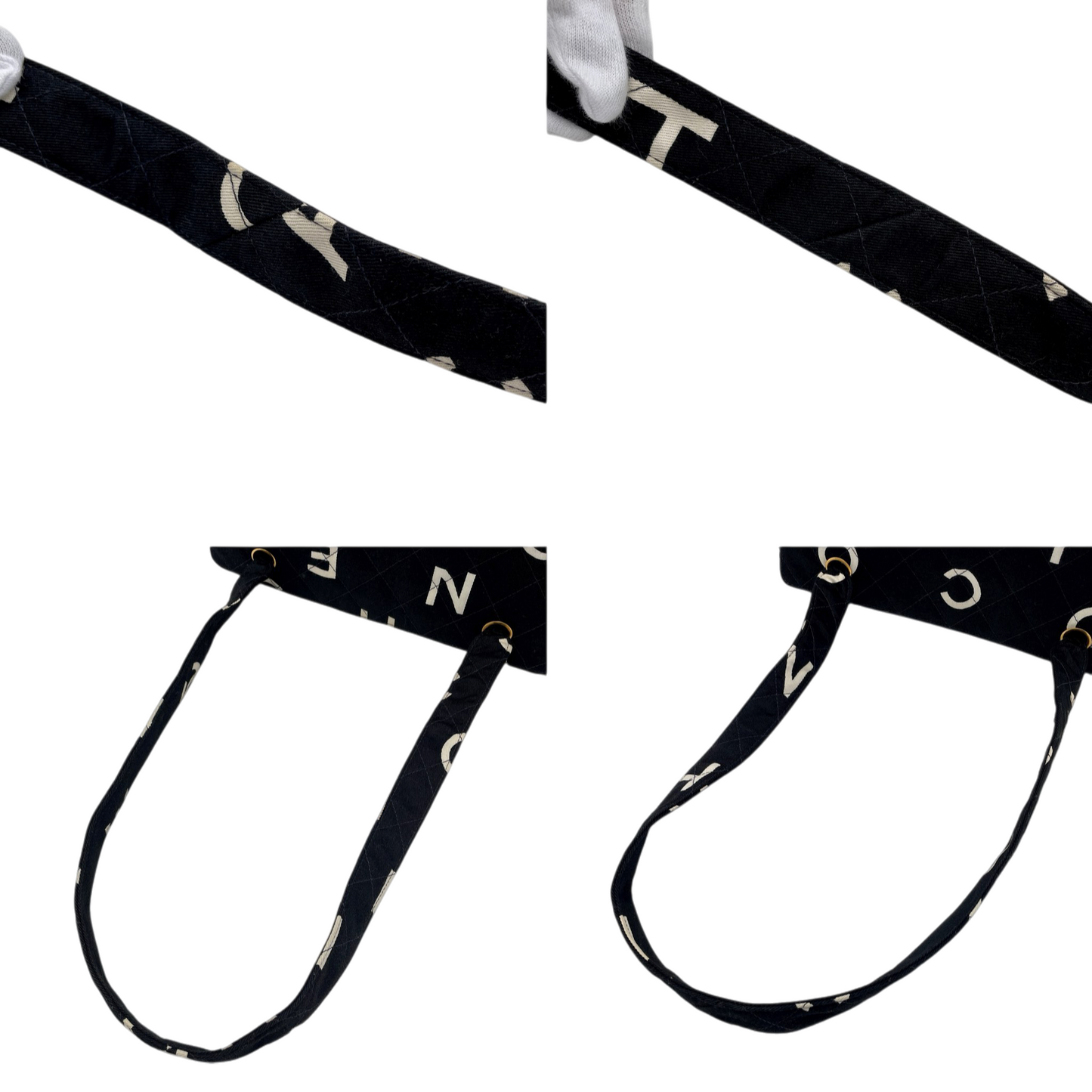 RARE☆☆☆☆CHANEL 1997 Matelassé Canvas Logos Graffiti Tote Shoulder bag Black & White