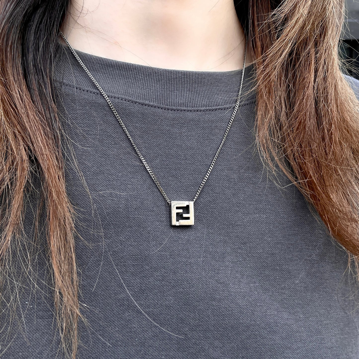 FENDI FF logo thin necklace