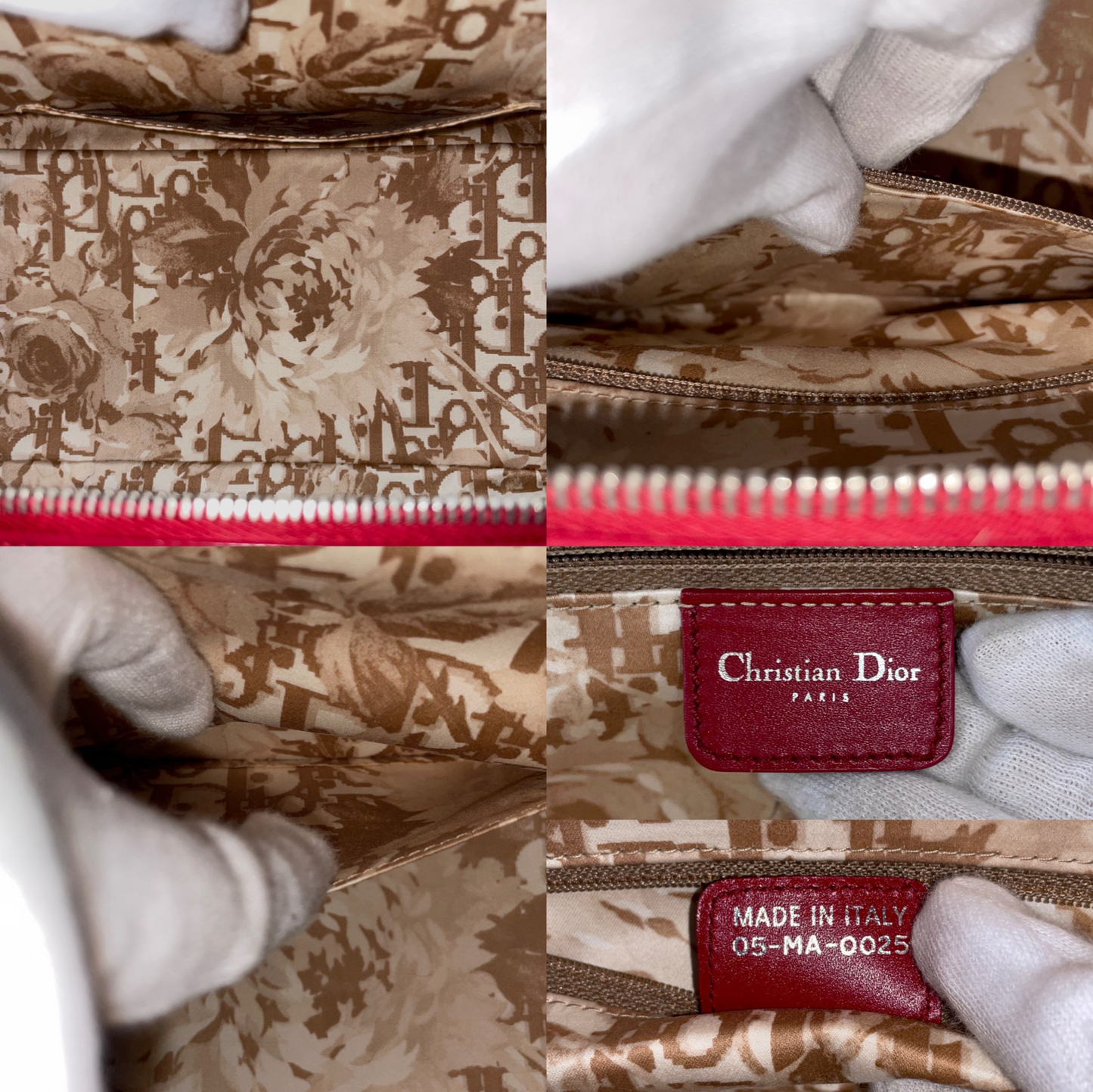 RARE☆☆☆☆CHRISTIAN DIOR 2005 FW Paris Leather CD Detective Satchel Hand Bag Red &amp; Silver