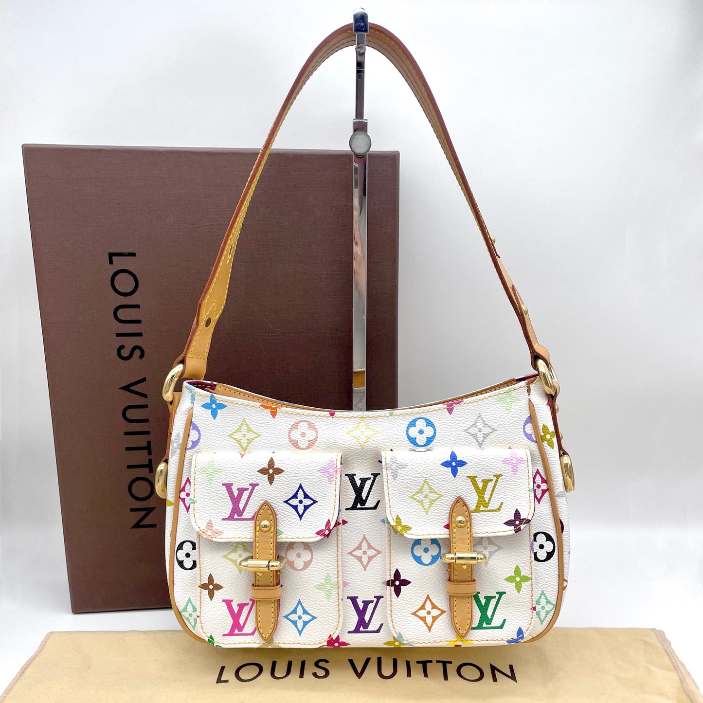 RARE☆☆LOUIS VUITTON Monogram Multicolor Lodge PM M40053 White