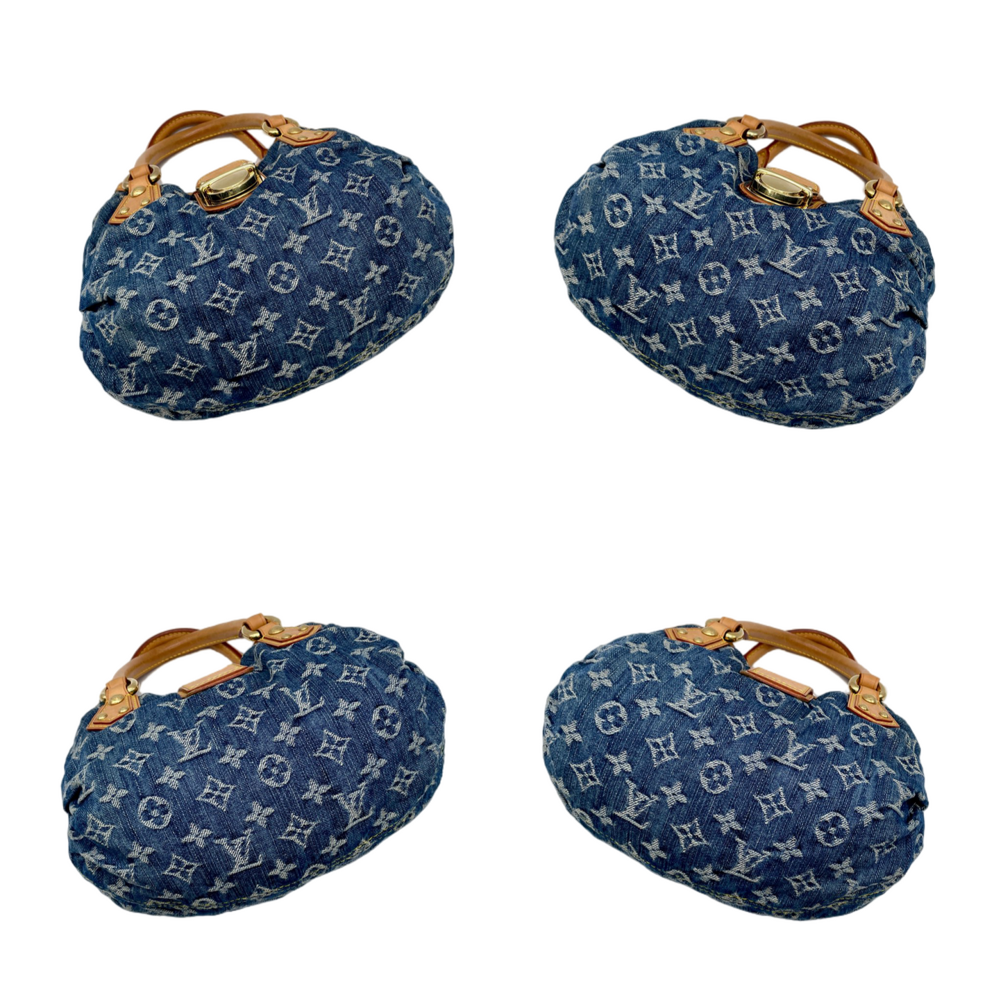 RARE☆☆☆☆☆LOUIS VUITTON 2005 Monogram Denim Pretty M95020 Hand Bag Blue &amp; Brown
