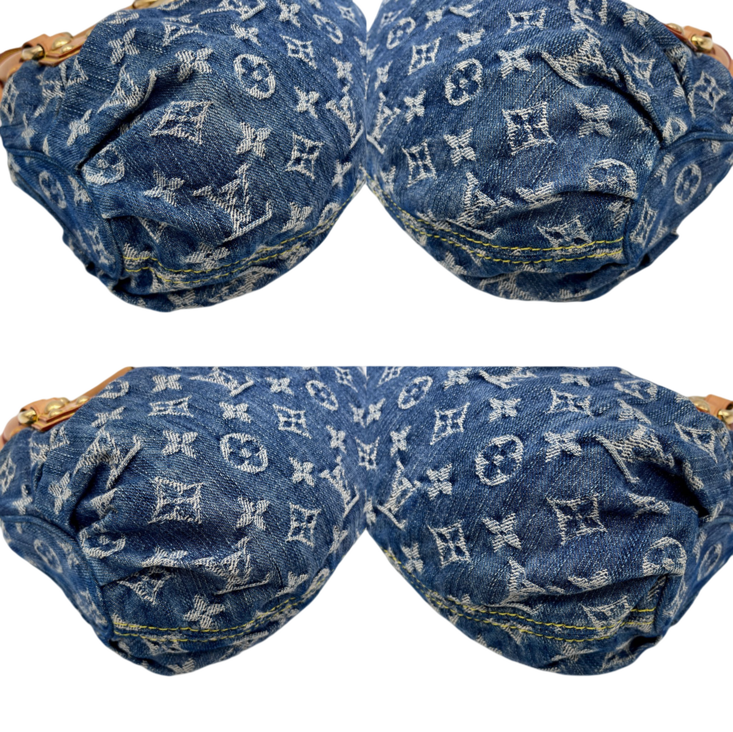 RARE☆☆☆☆☆LOUIS VUITTON 2005 Monogram Denim Pretty M95020 Hand Bag Blue &amp; Brown