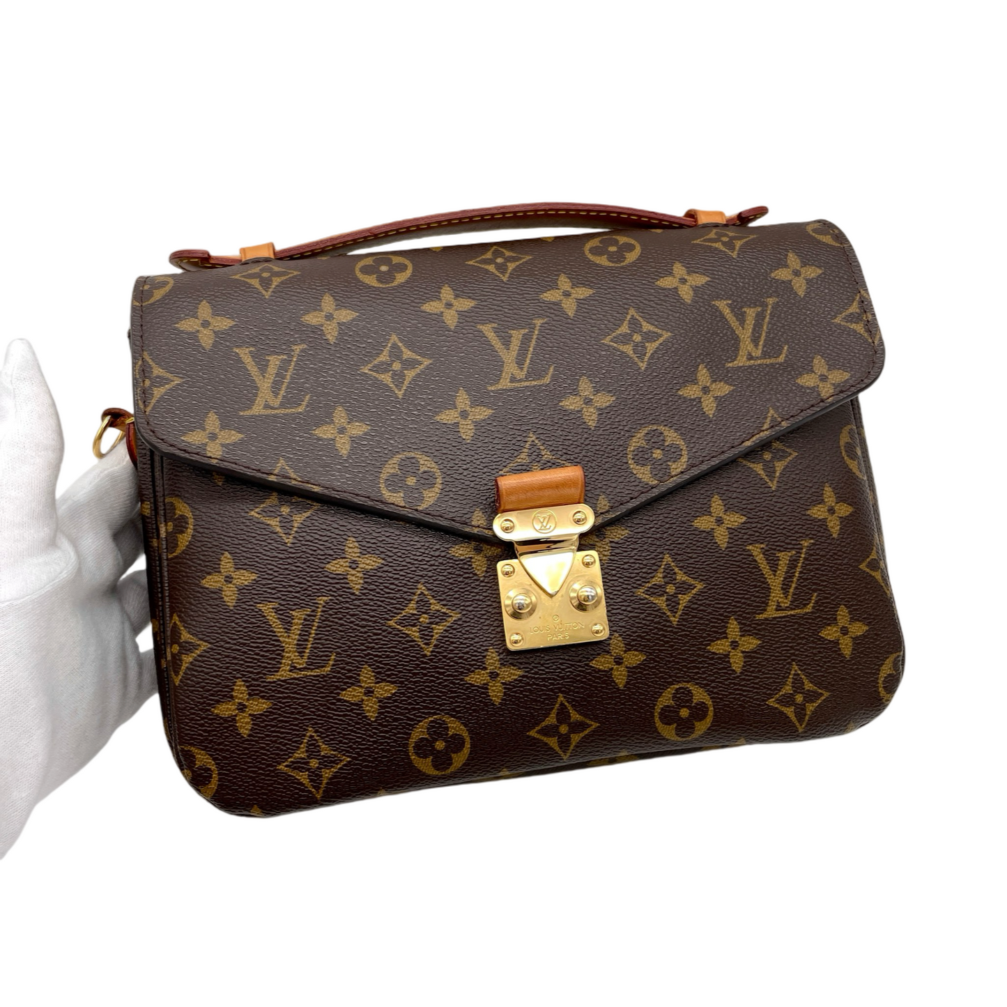 LOUIS VUITTON Monogram Pochette Métis M44875 2Way Hand Bag Original Brown &amp; Gold