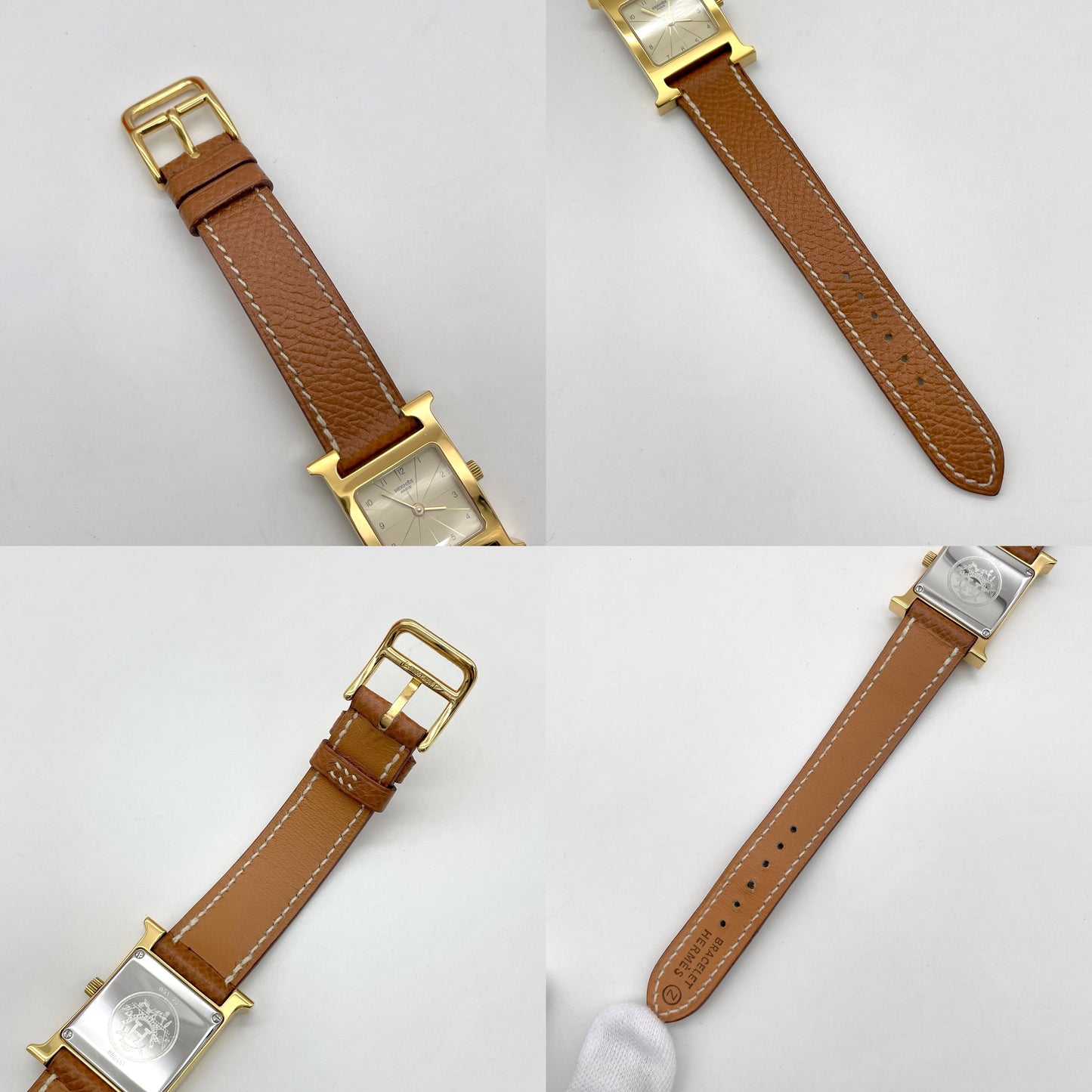 稀有☆☆HERMÈS H 手表 金色 x 棕色