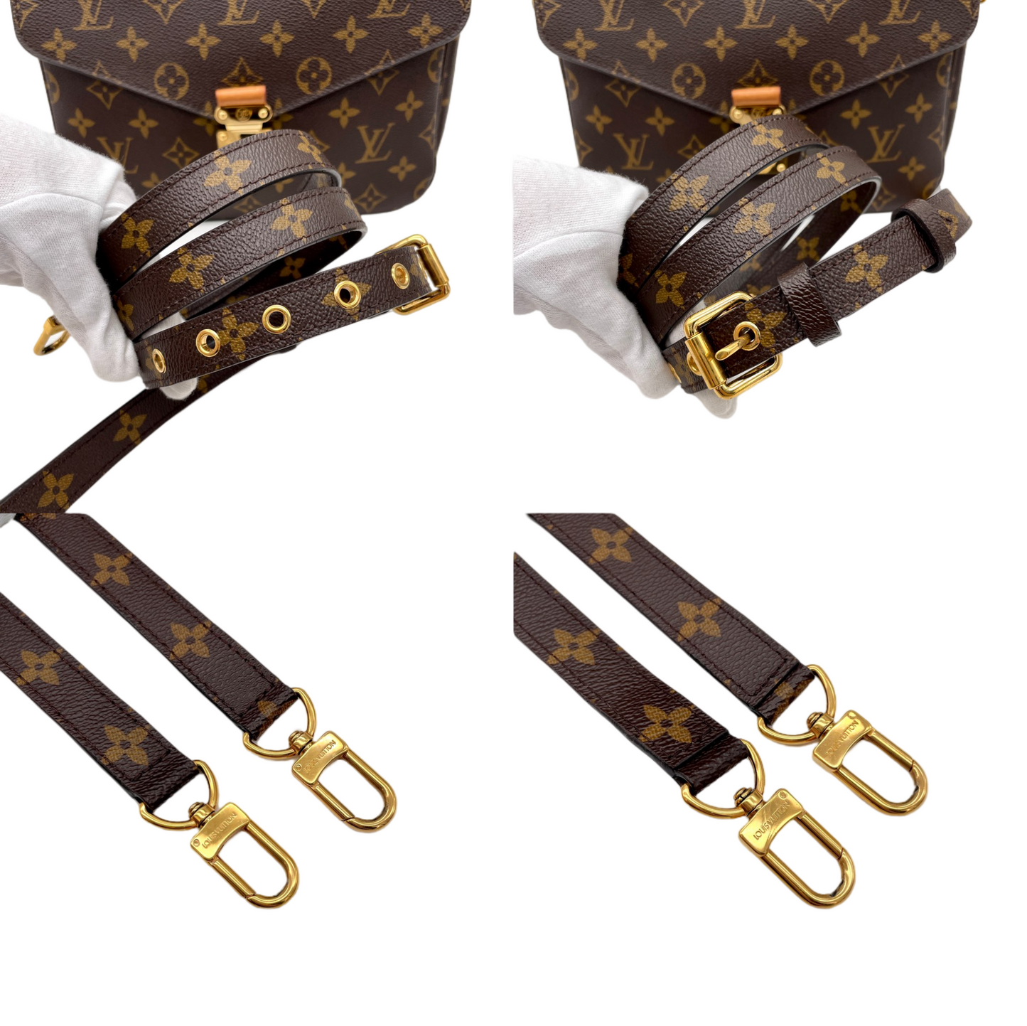 LOUIS VUITTON Monogram Pochette Métis M44875 2Way Hand Bag Original Brown &amp; Gold