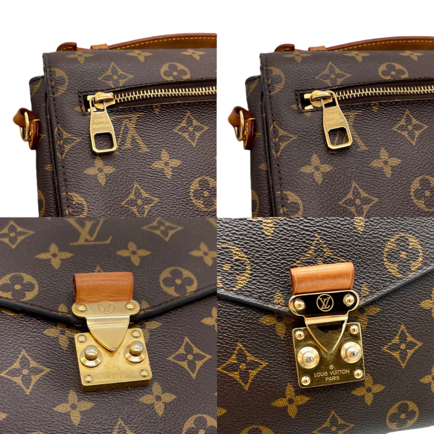 LOUIS VUITTON Monogram Pochette Métis M44875 2Way Hand Bag Original Brown &amp; Gold