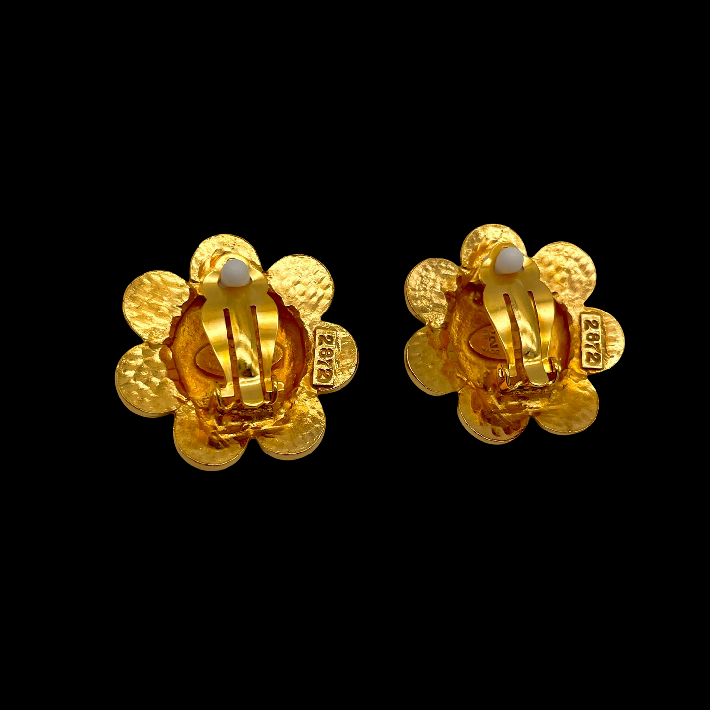 CHANEL Coco Mark Medal Flower Earrings