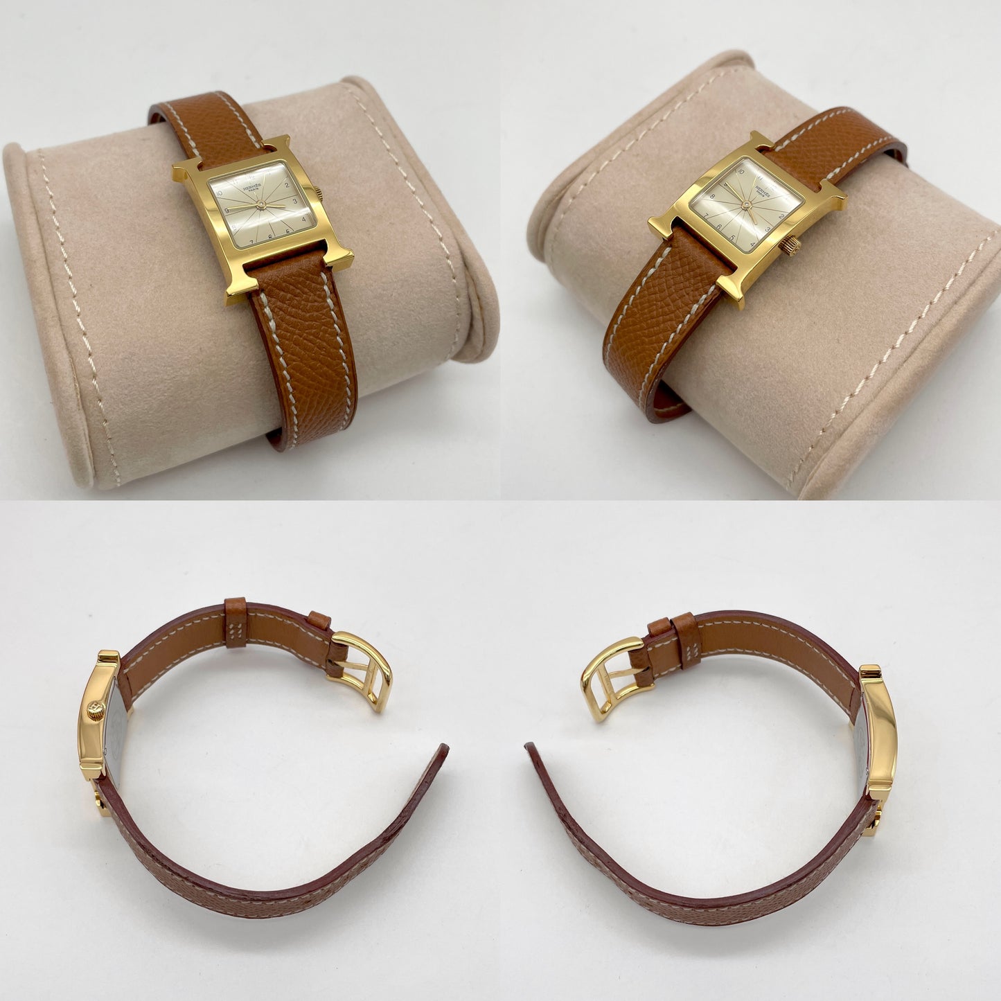 RARE☆☆HERMÈS H Watch Gold x Brown