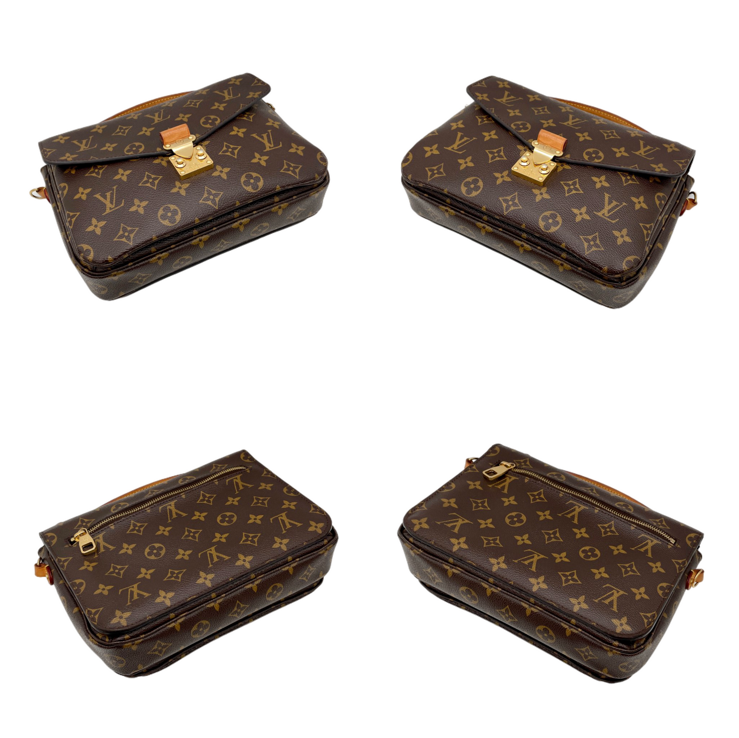 LOUIS VUITTON Monogram Pochette Métis M44875 2Way Hand Bag Original Brown &amp; Gold