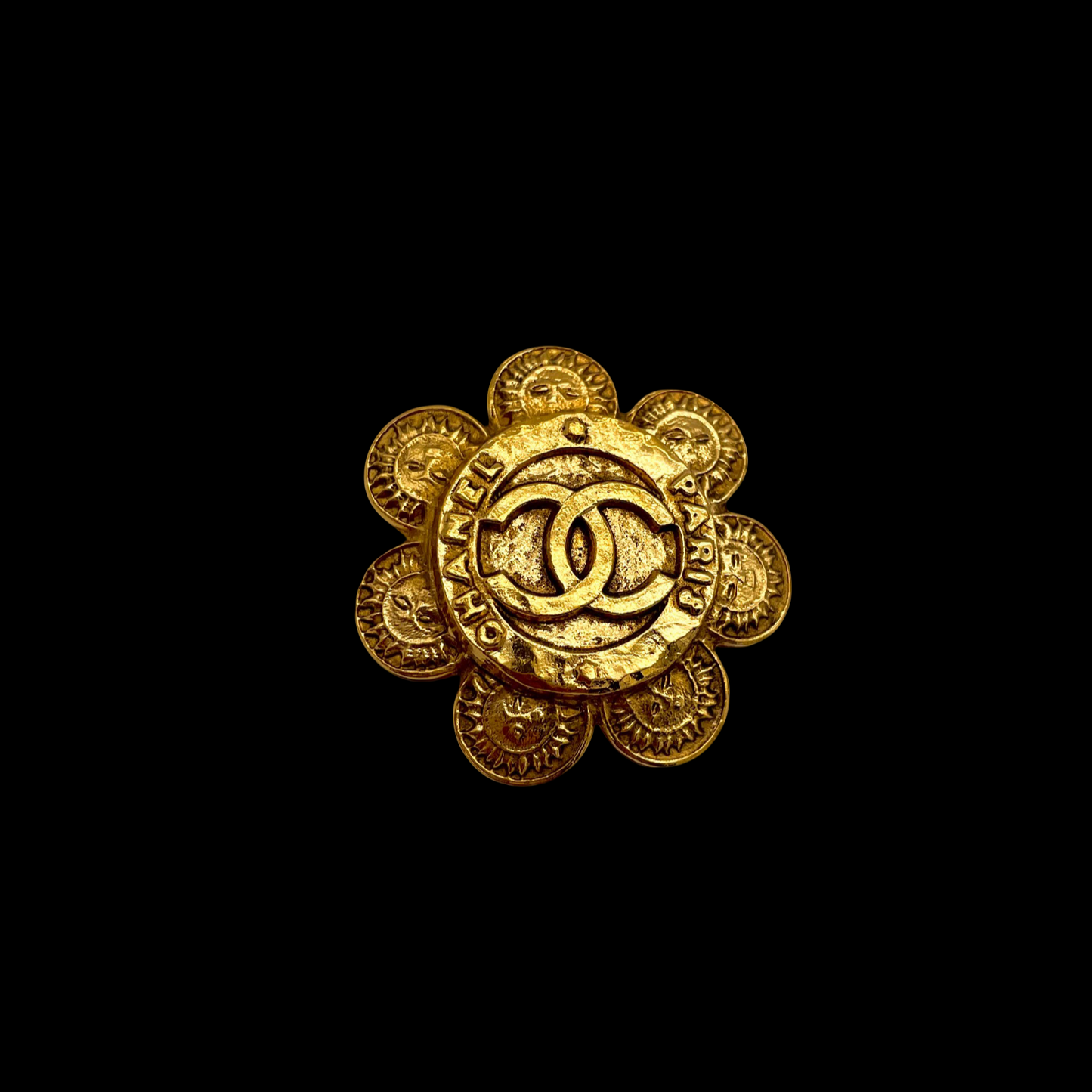 CHANEL Coco Mark Medal Flower Earrings