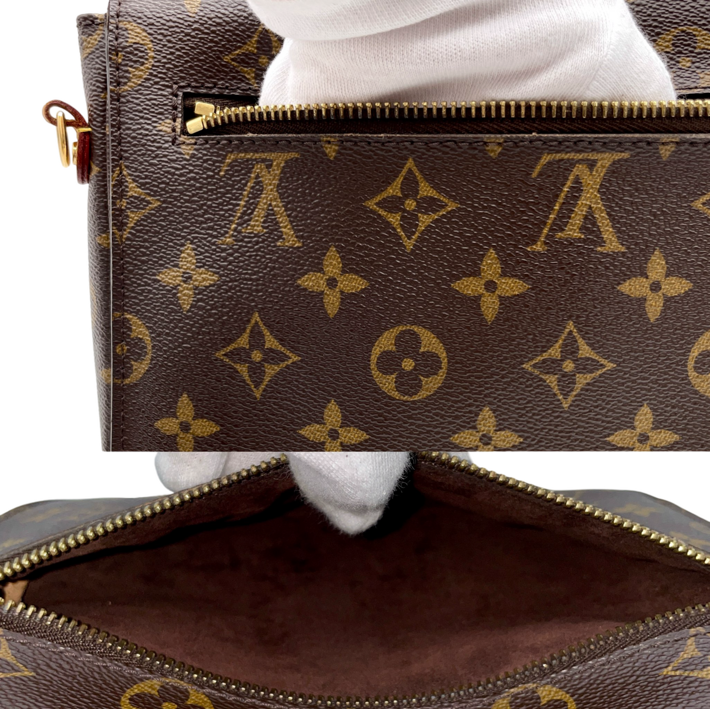 LOUIS VUITTON Monogram Pochette Métis M44875 2Way Hand Bag Original Brown &amp; Gold